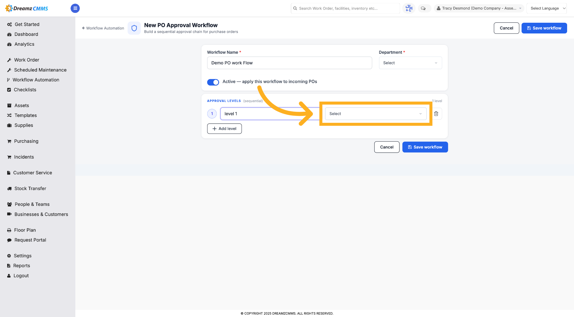Select Approver for Level 1