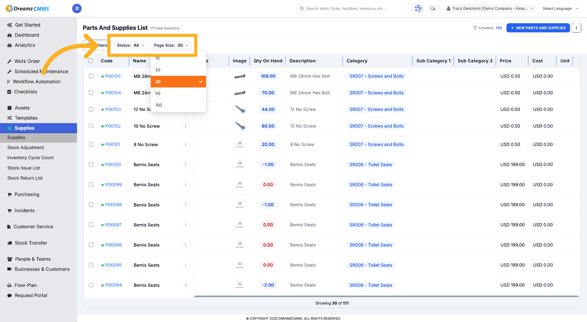 Open Filters Menu