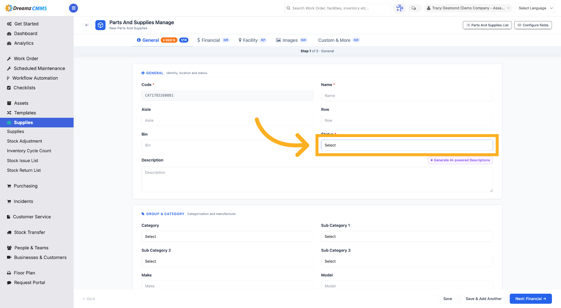 Select Status Option