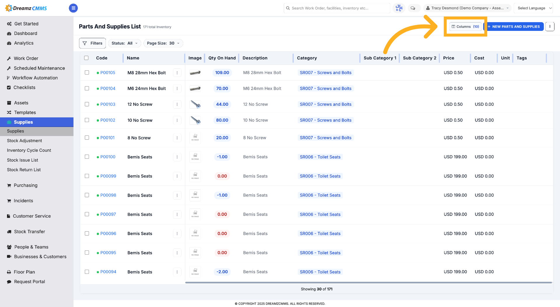 Adjust Columns Display