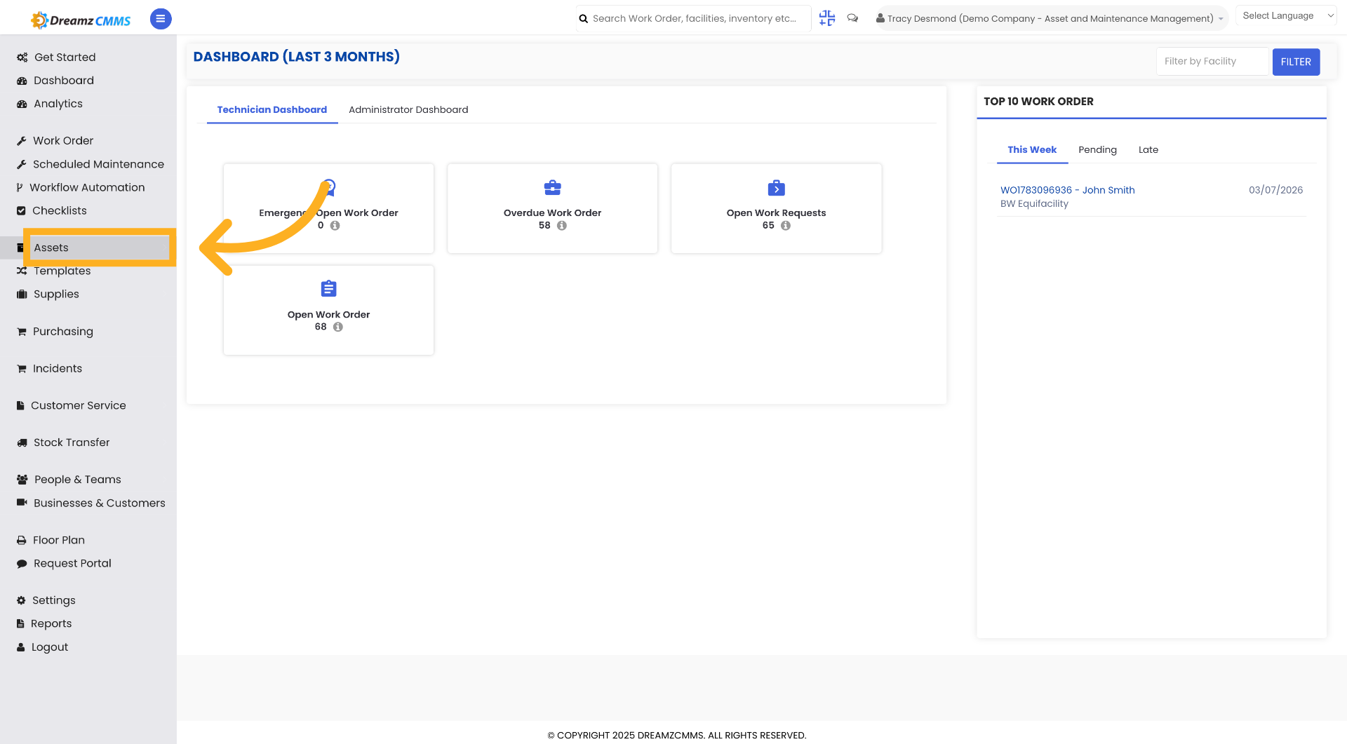 Access Dashboard Main Menu
