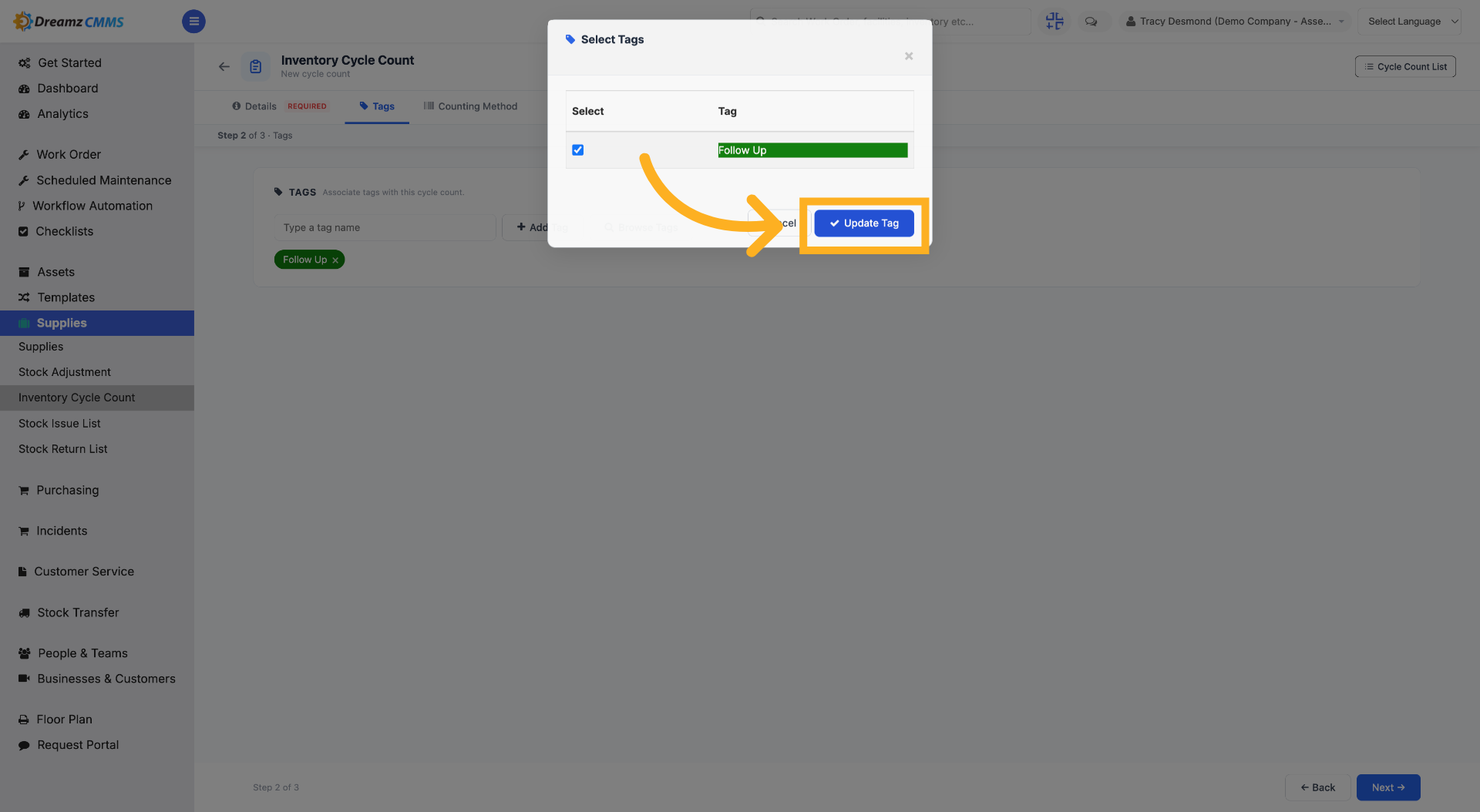 Update Tag Settings