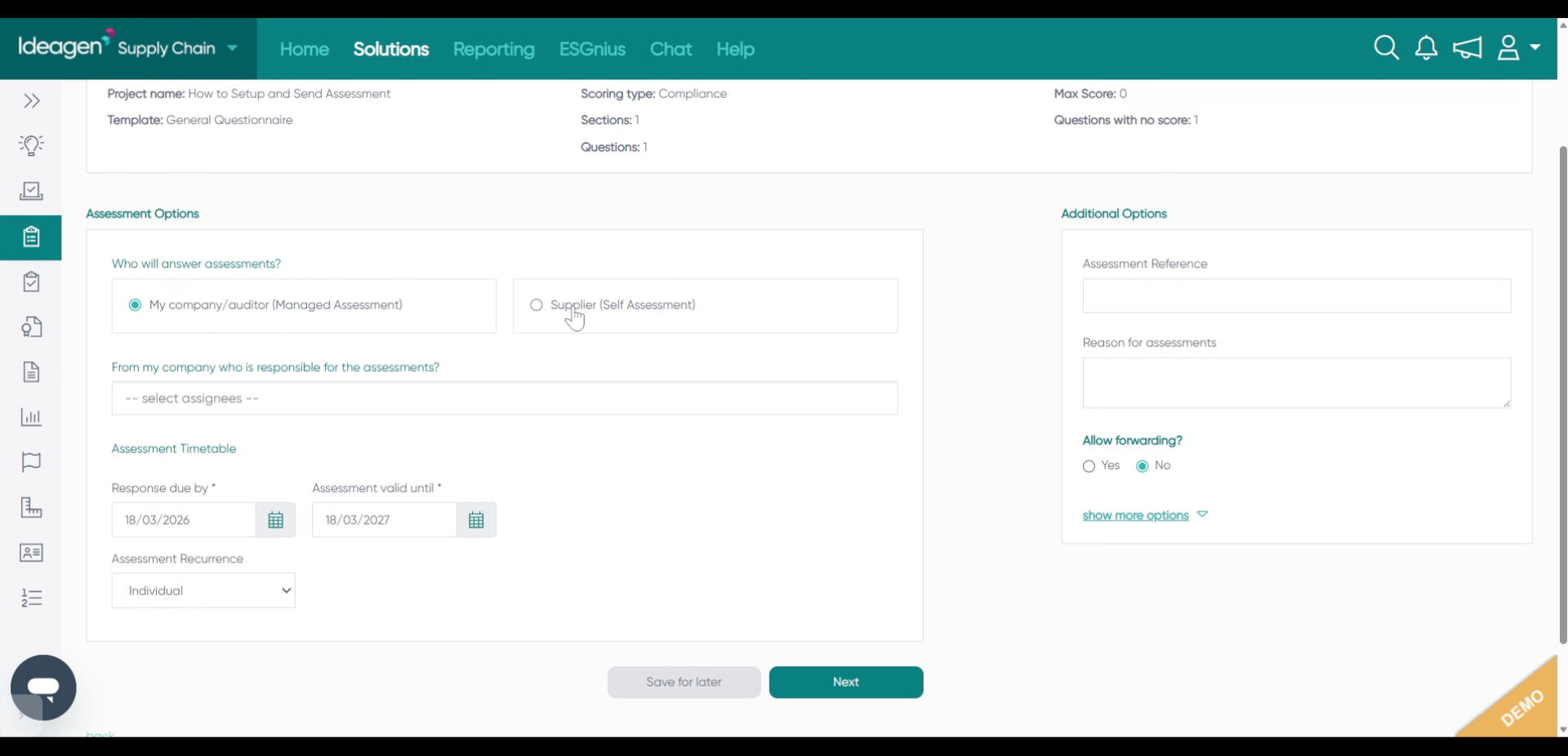 Enter Assessment Name