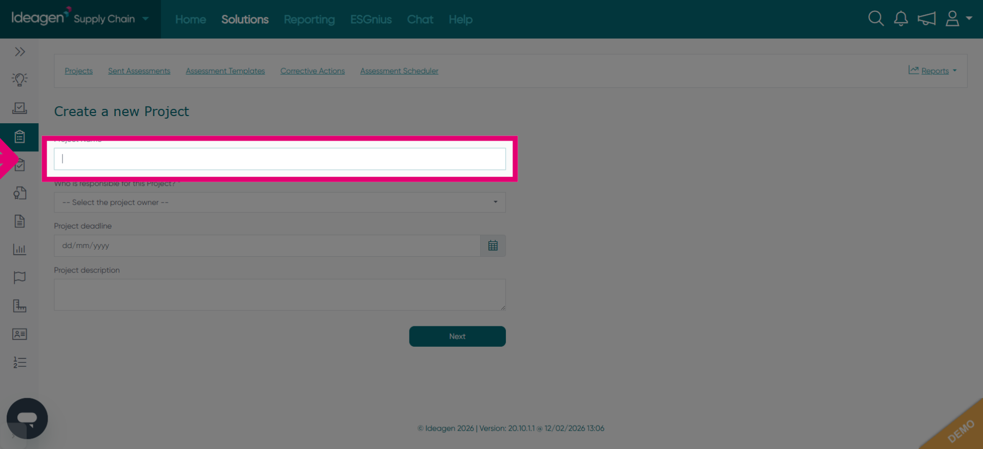 Select Project Name Field