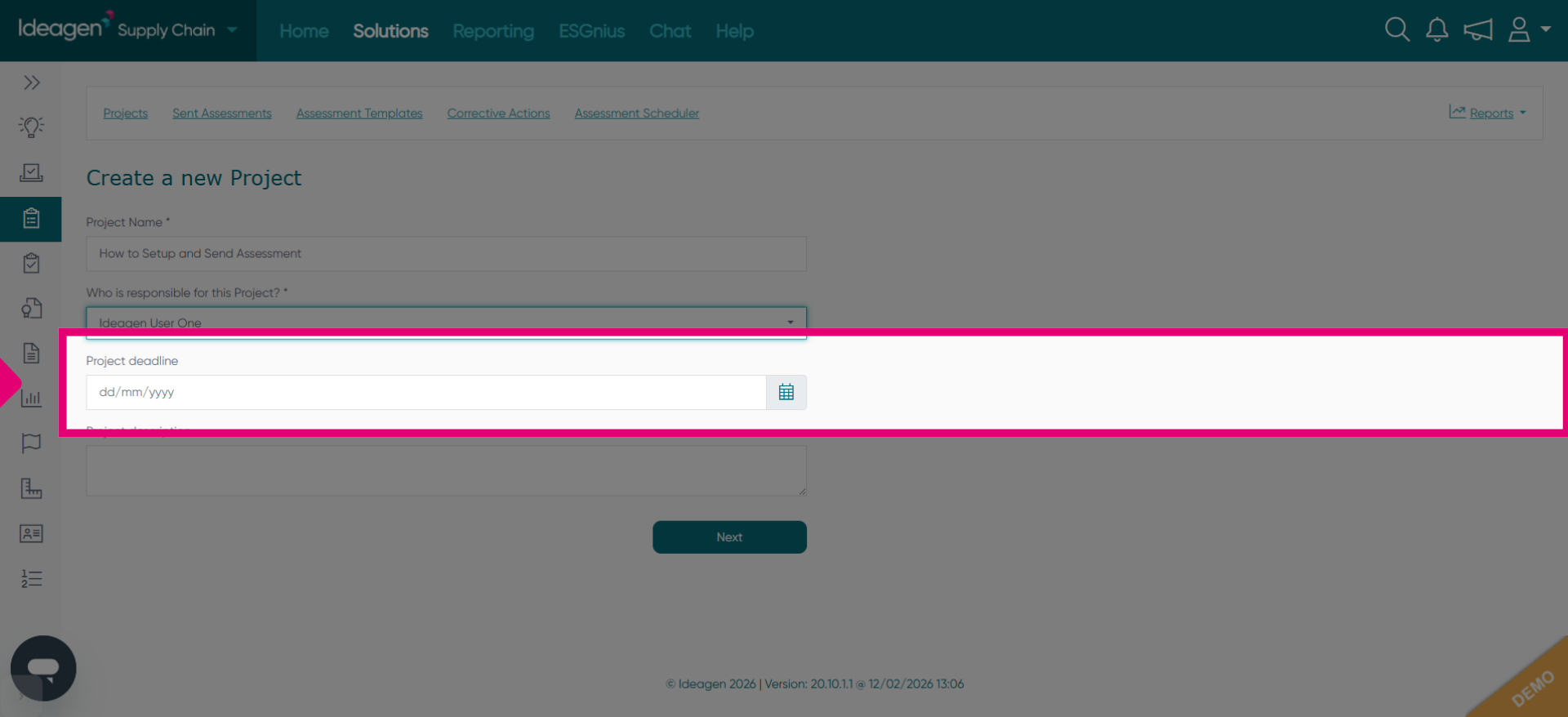 Select Project Deadline Field