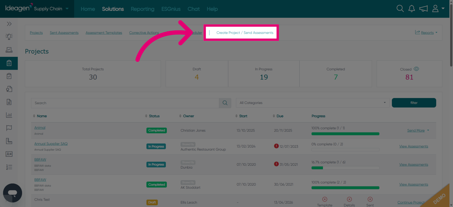Select Create Project Option