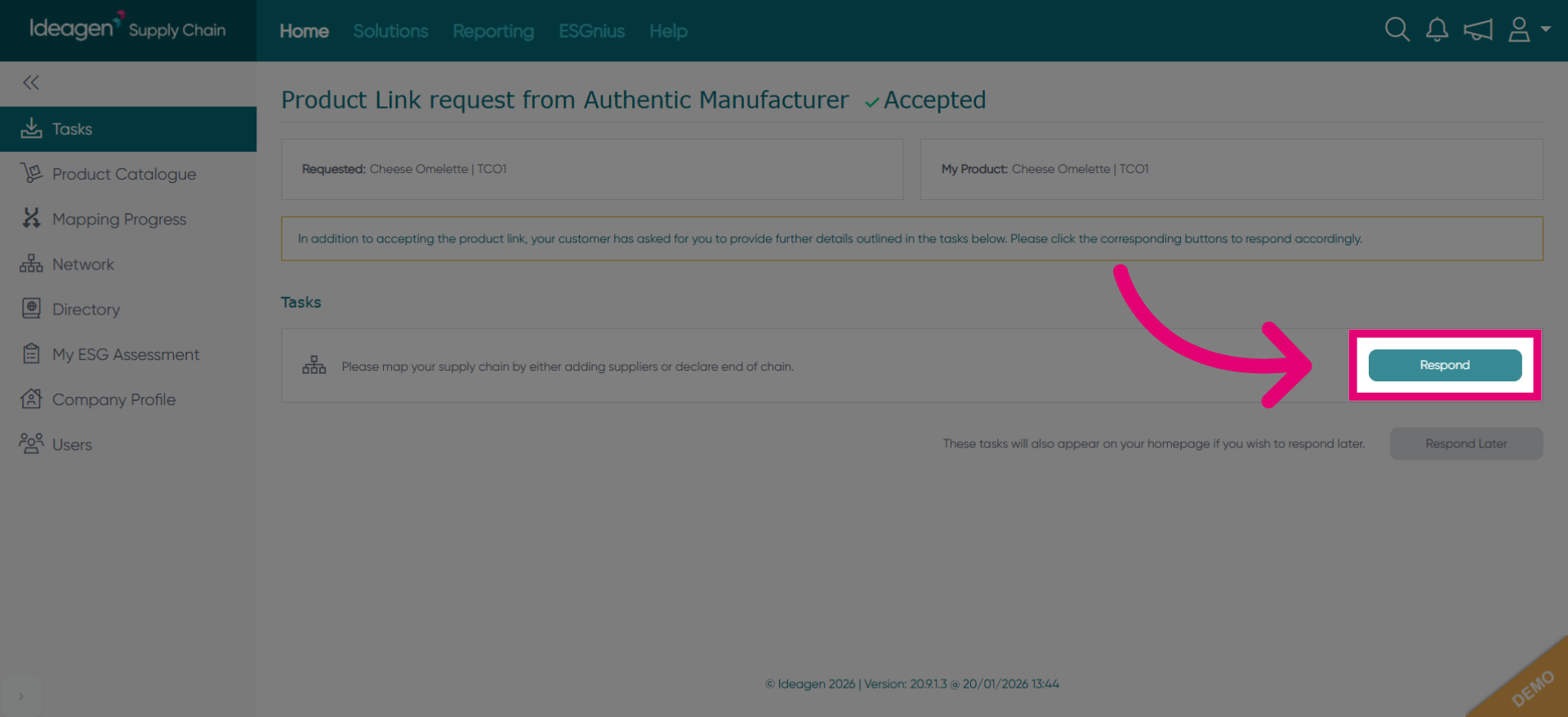 Click Respond to Proceed