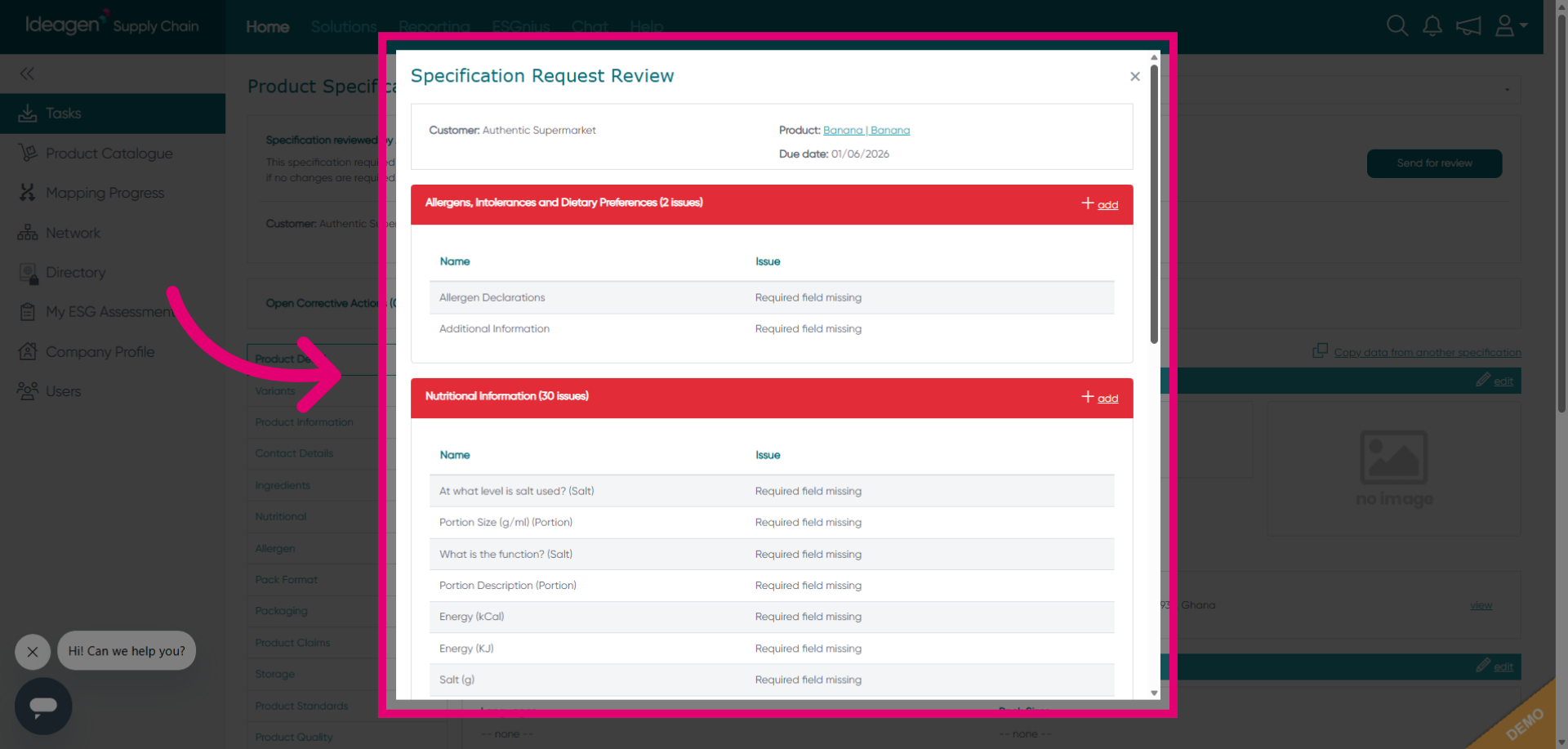 Select Specification Request