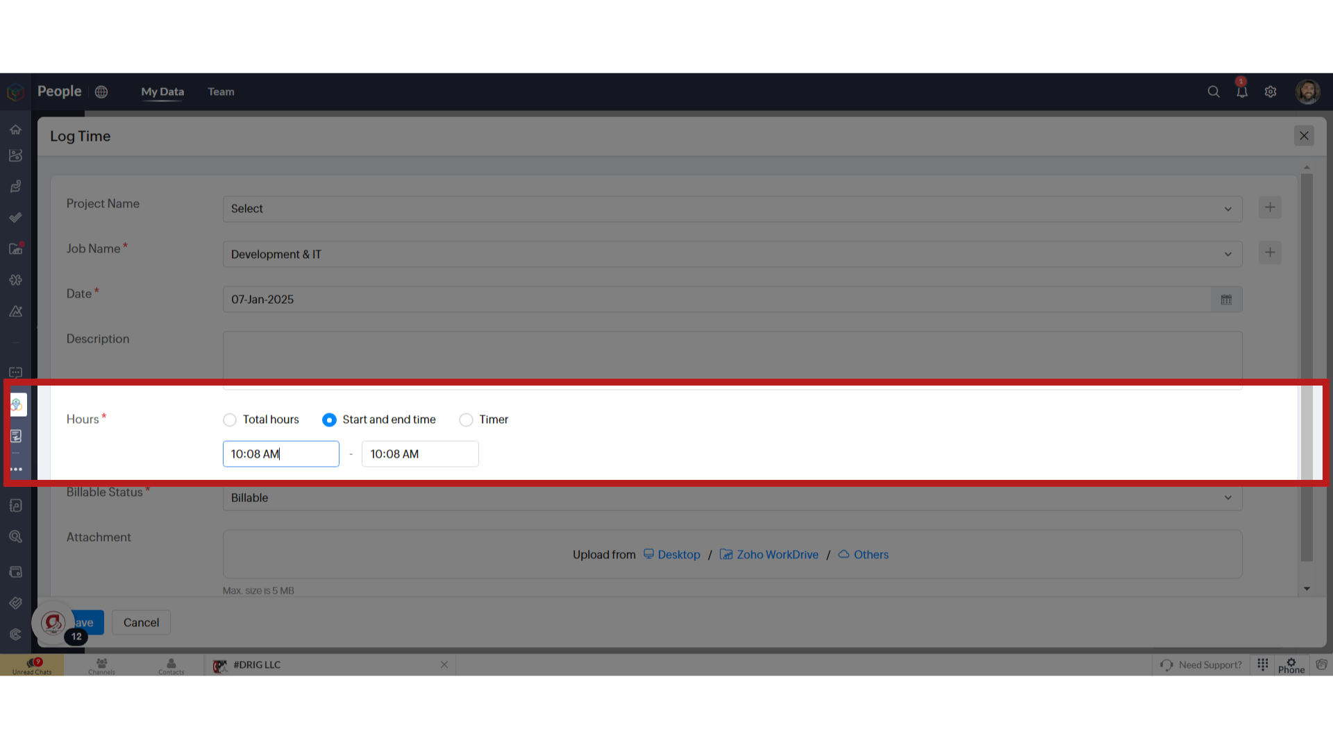 Select Start and End Time