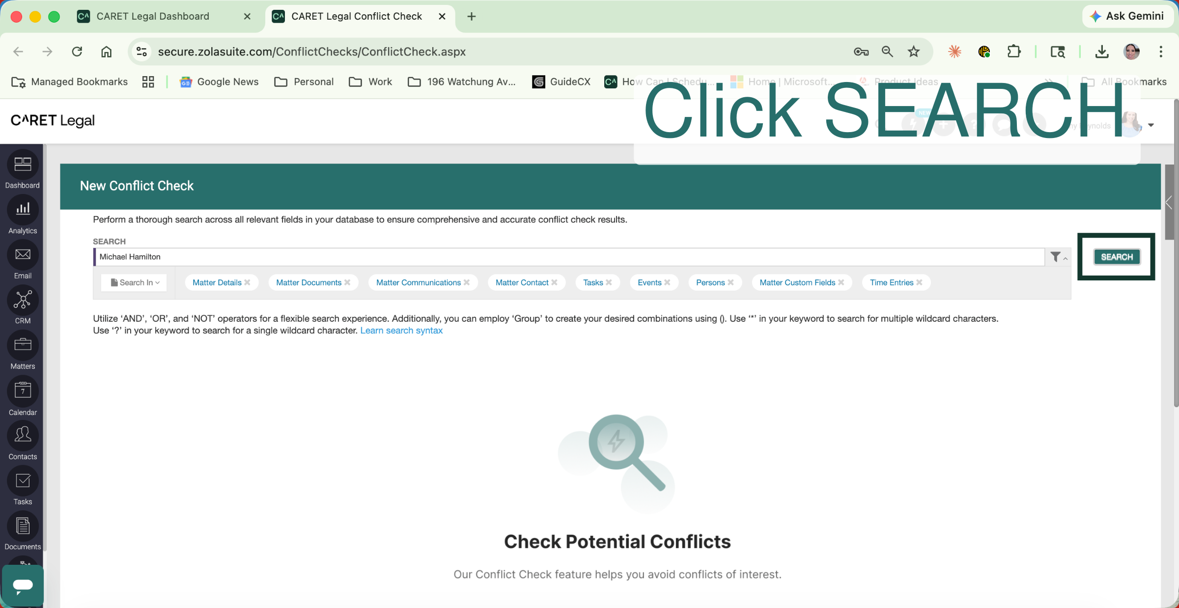 Select Search Button