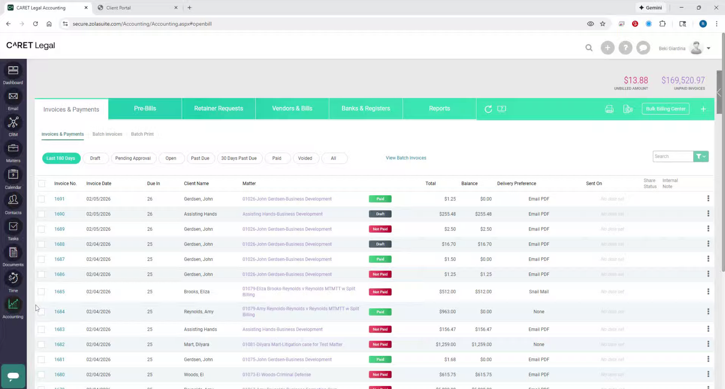 Accessing Accounting Section
