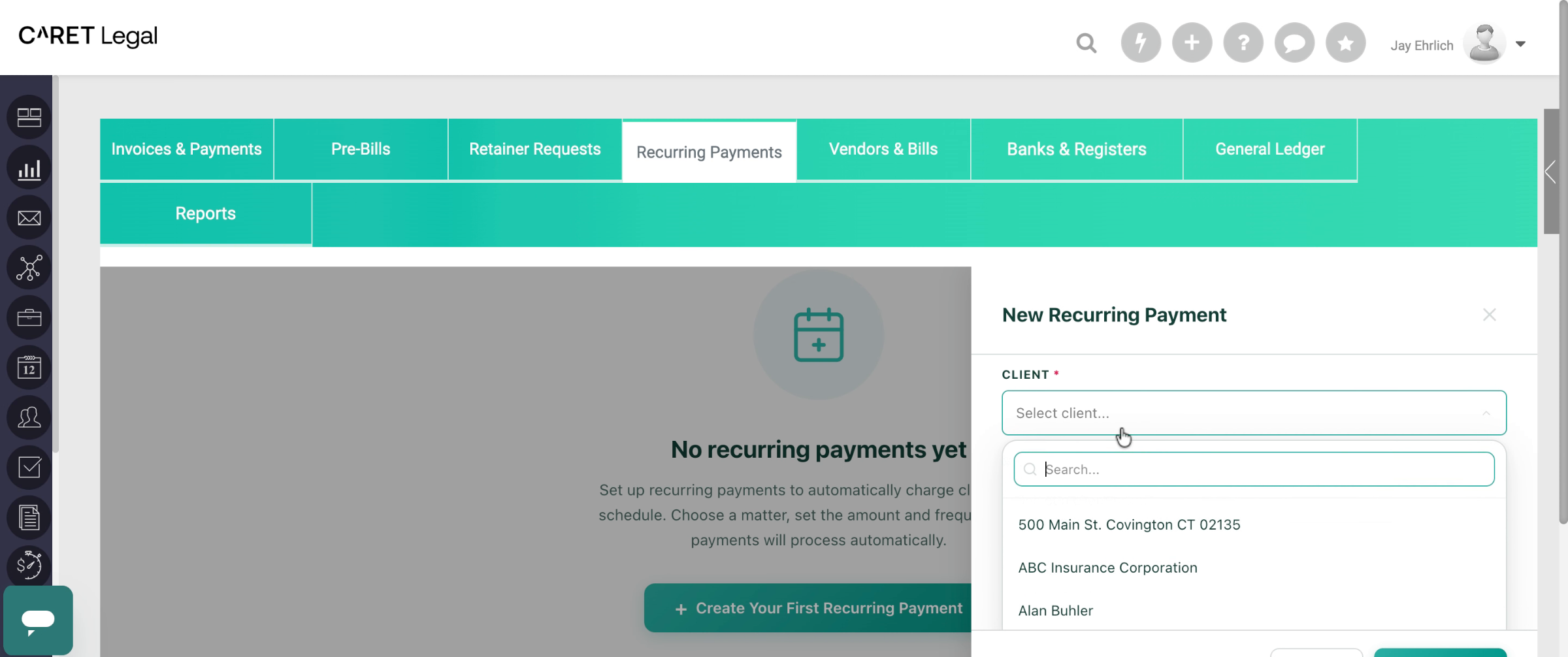 Choose Client Matter And Account