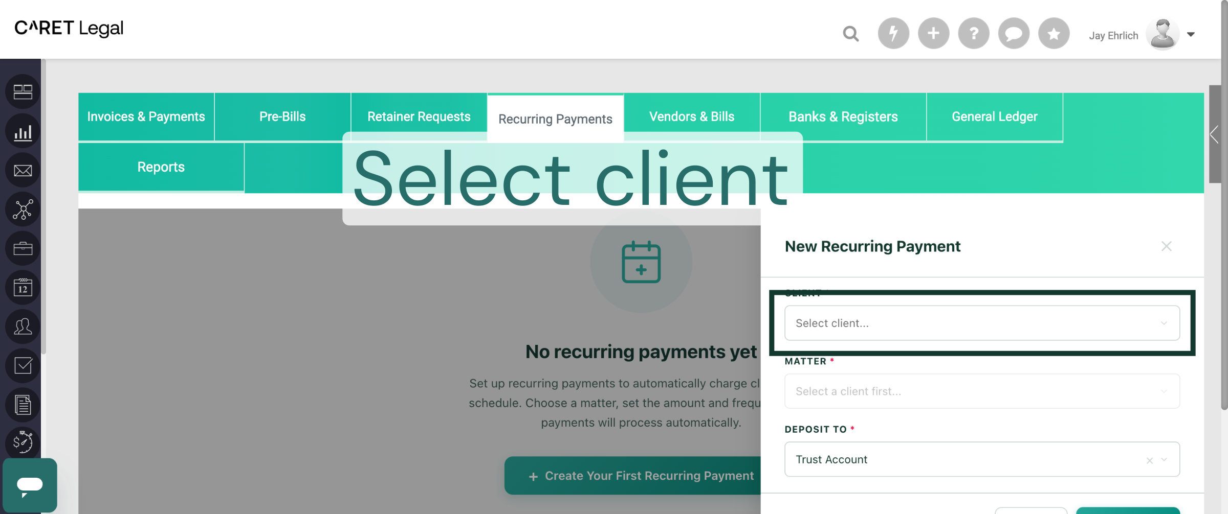 Select Client For Payment