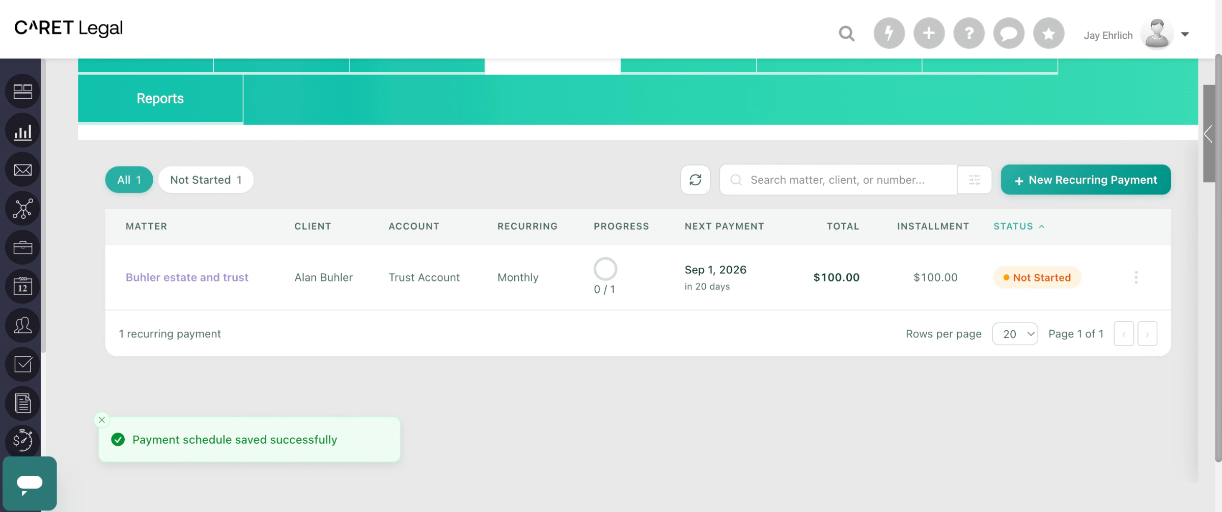 View Recurring Payments List