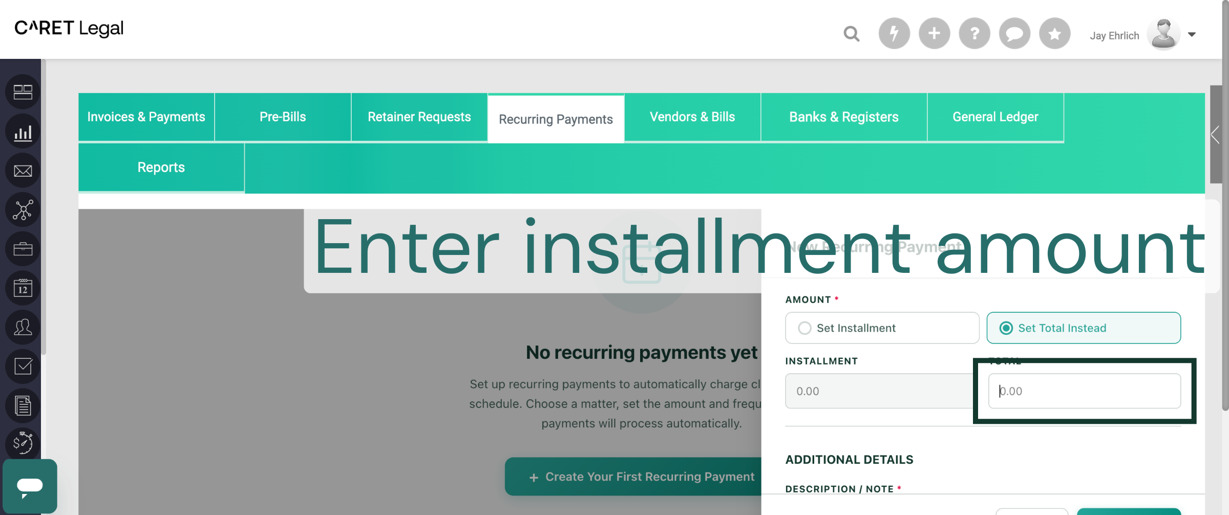 Enter Installment Amount
