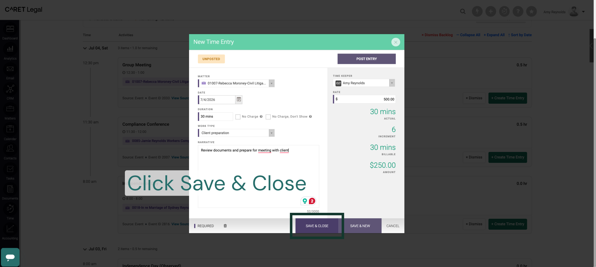 Save Time Entry