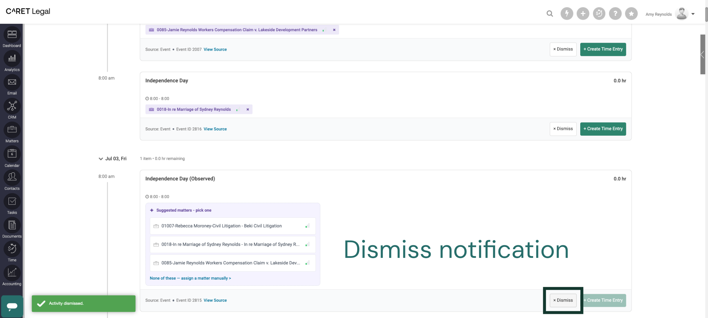 Dismiss Notification