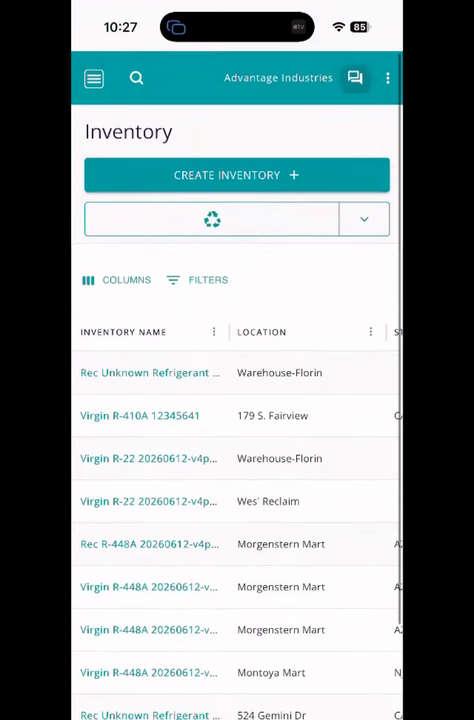 Selecting Virgin Cylinder Option