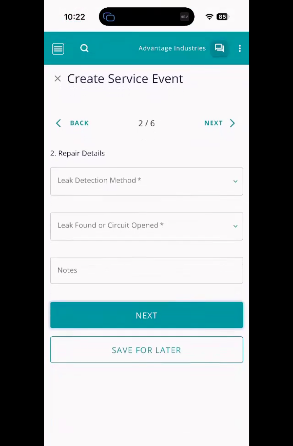 Leak Detection And Date Entry
