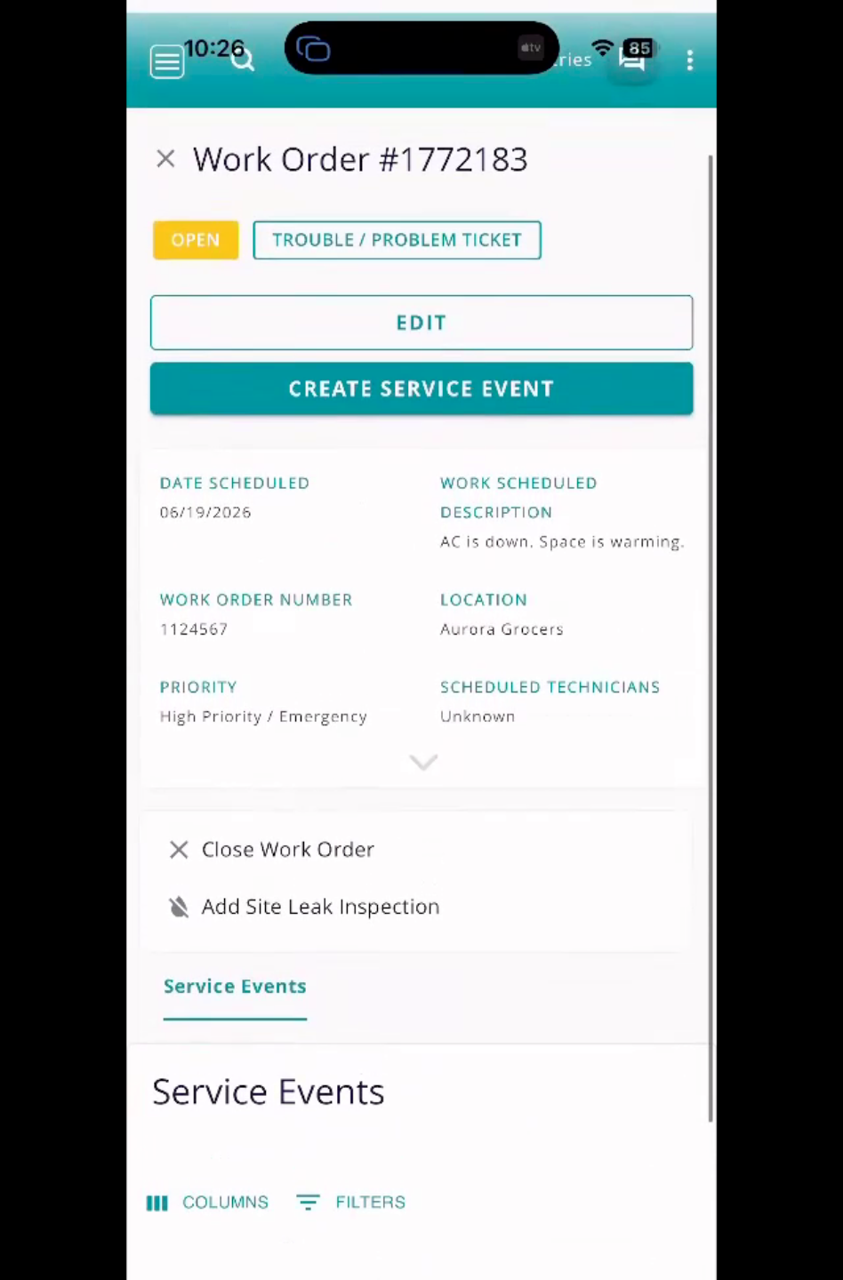 Adding Additional Service Events