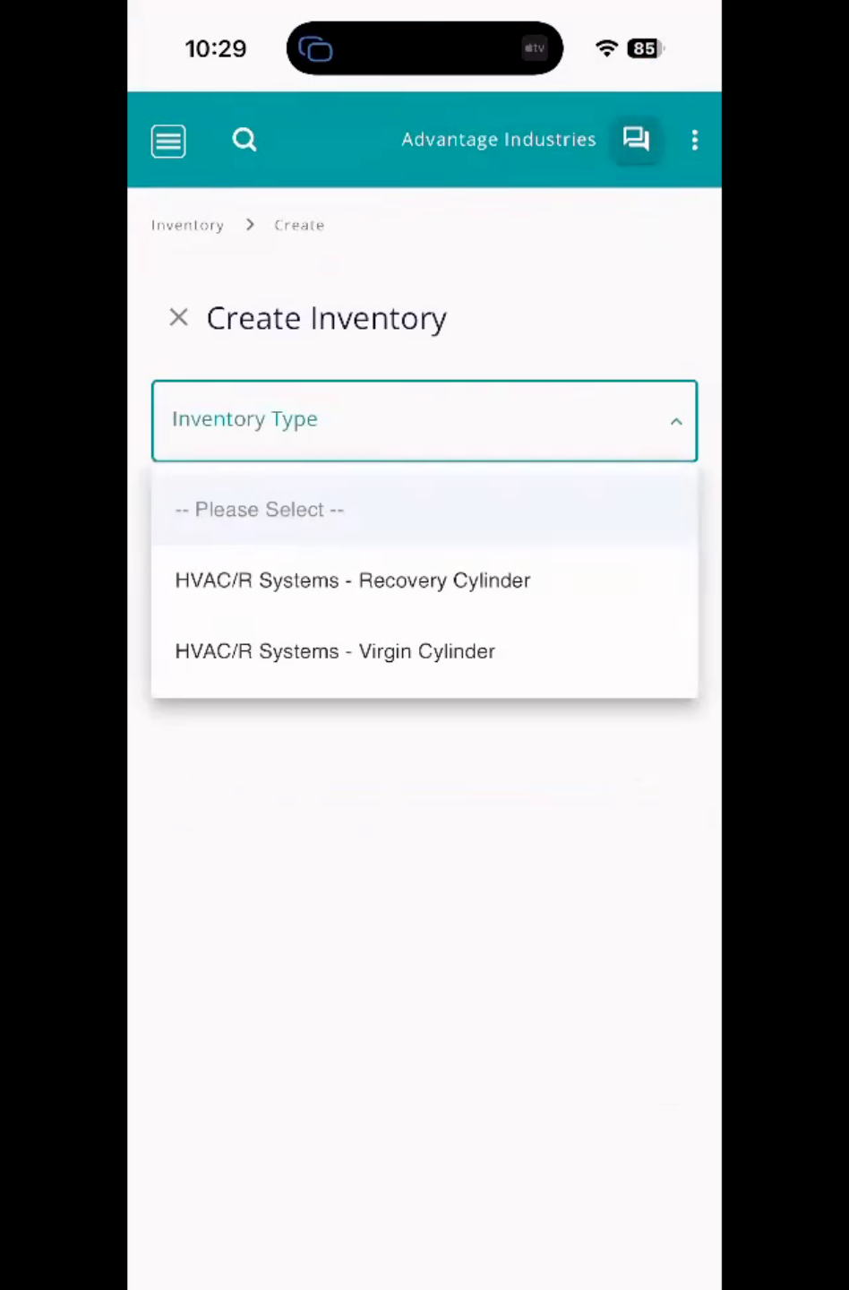 Selecting Recovery Inventory Details