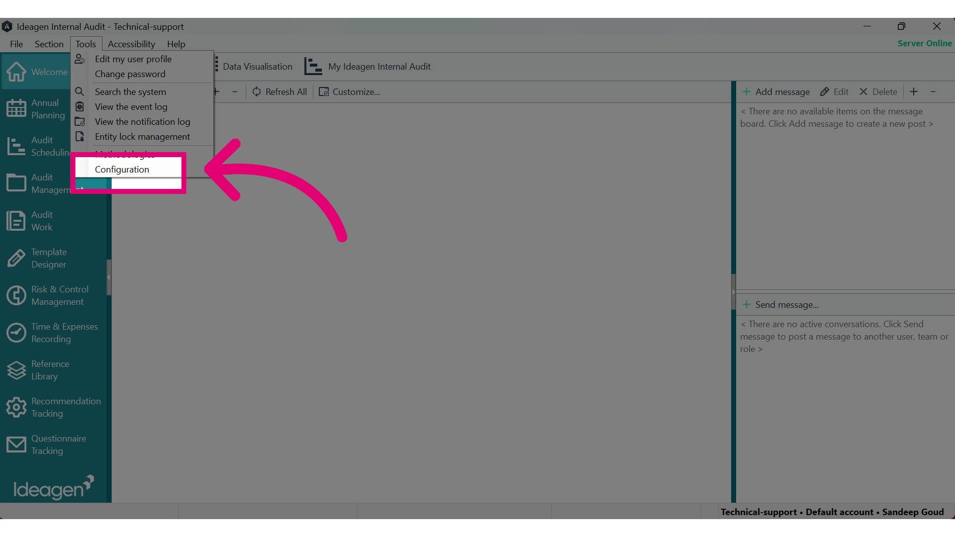 Click on 'Configurations'