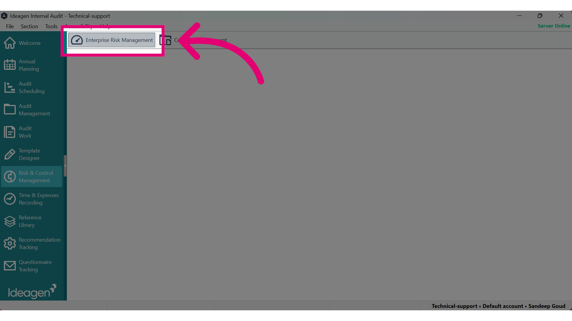 The user should be able to access the 'Enterprise Risk Management' Module without encountering any errors.