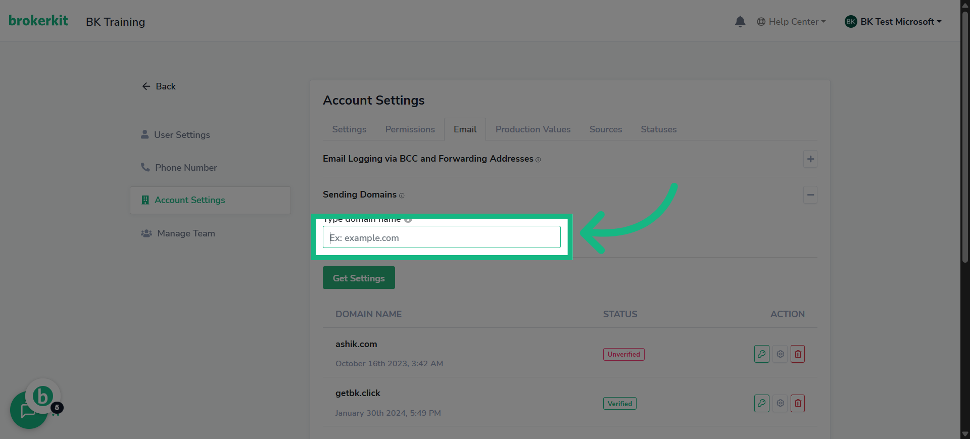 Click 'Type domain name'