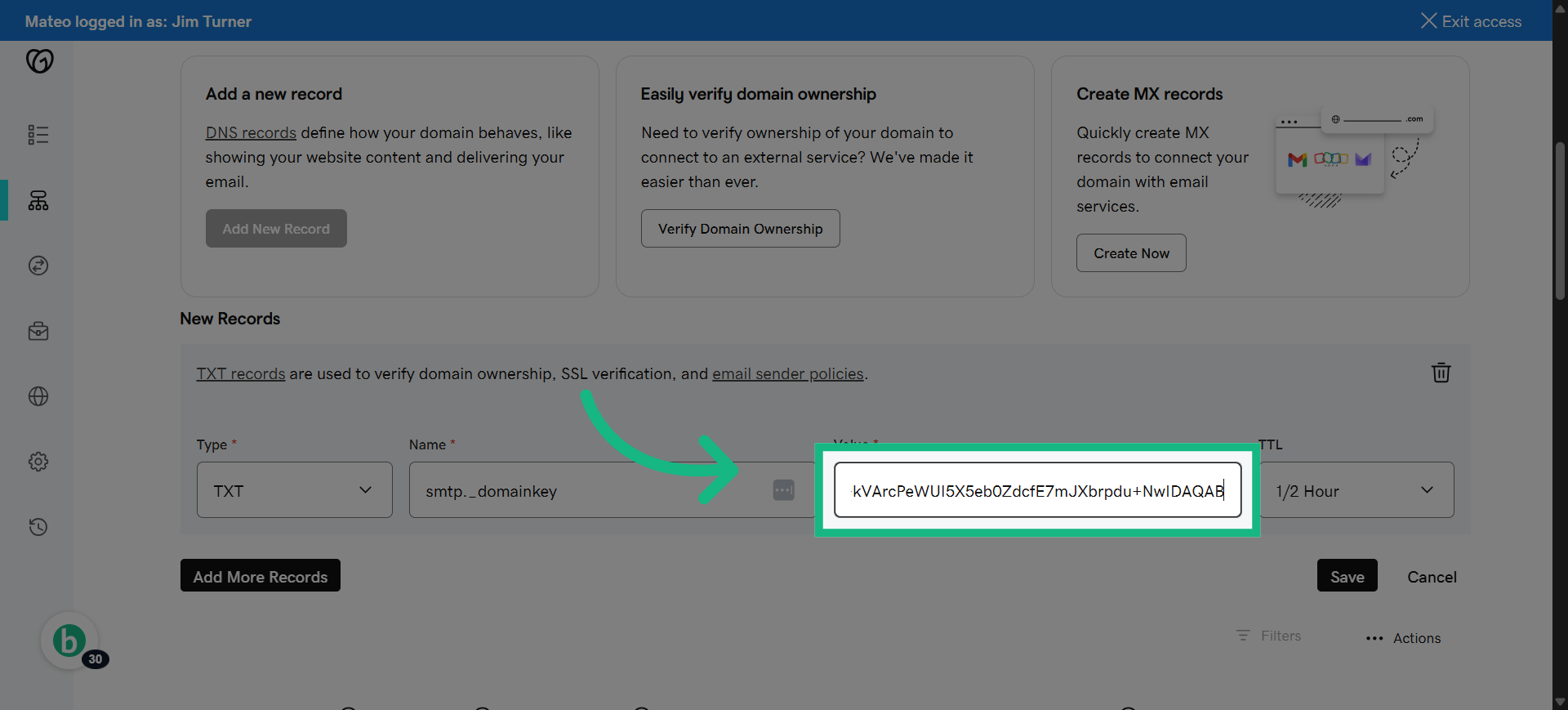 paste the copied information