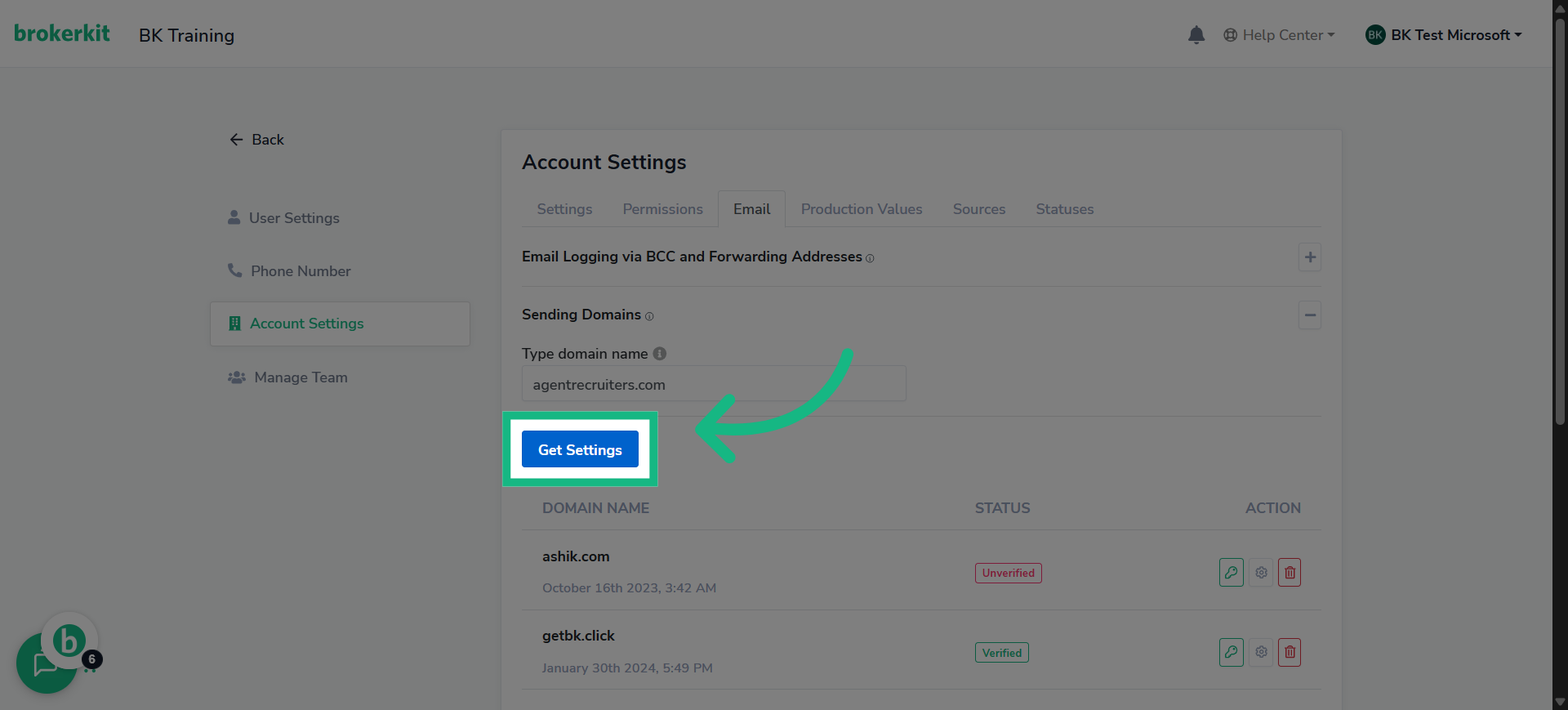 Click 'Get Settings'