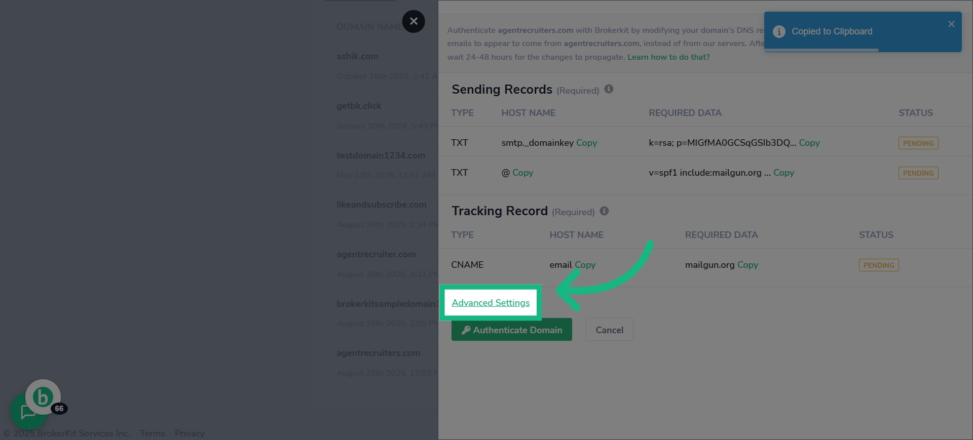 Click 'Advanced Settings'