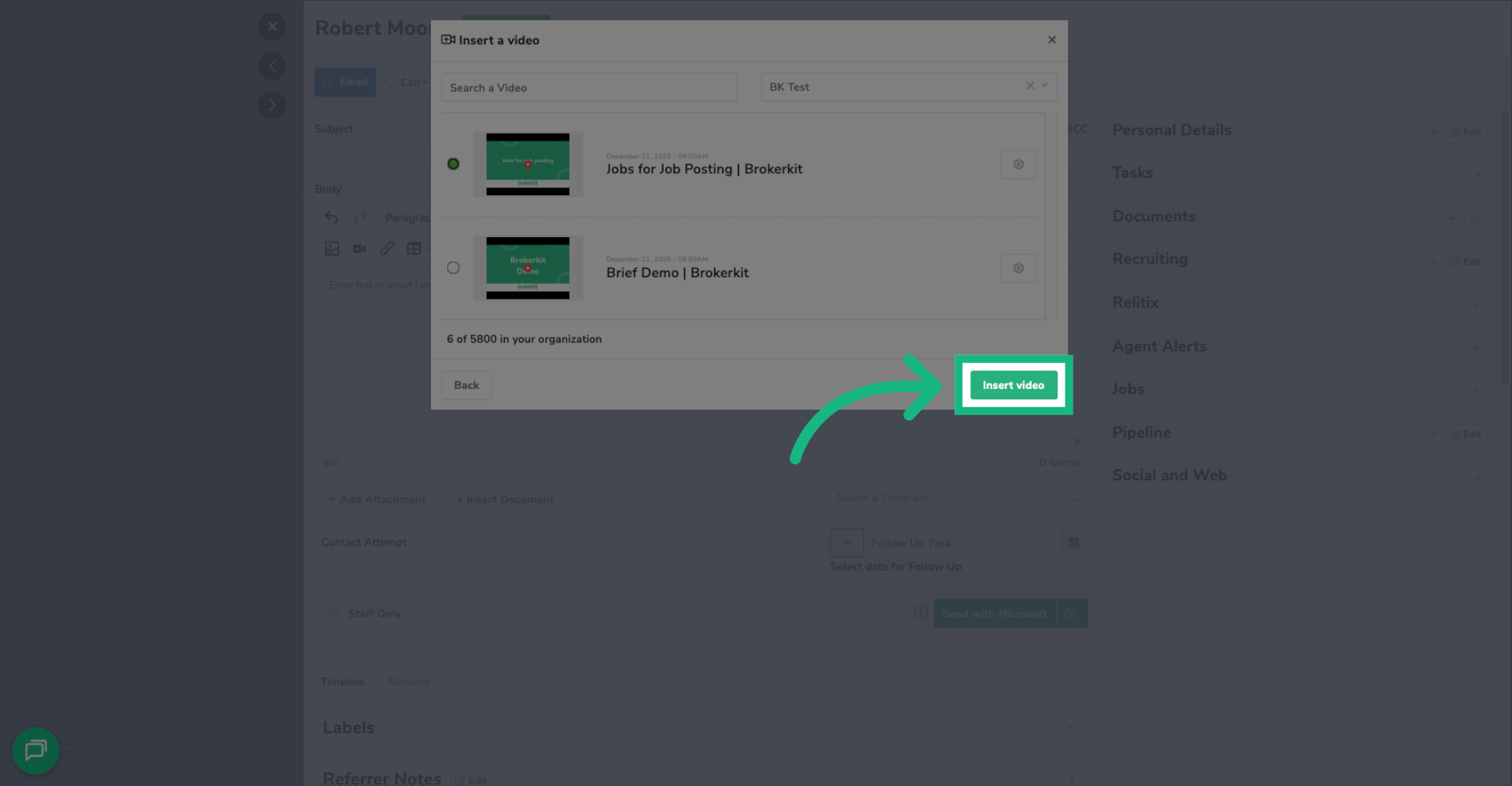 Insert Selected Video