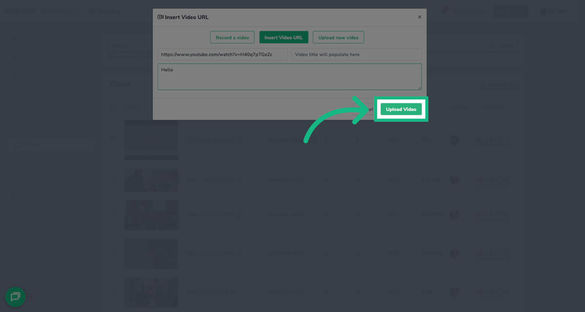 Initiate Video Upload