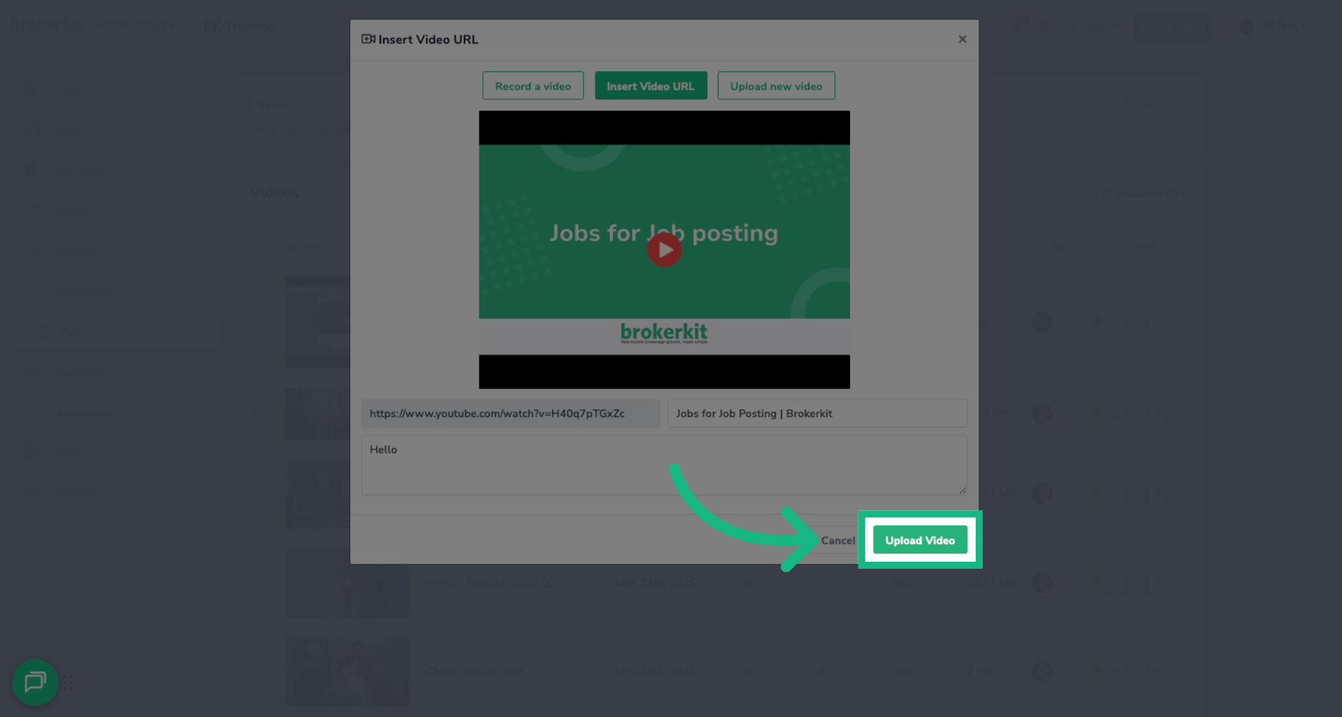 Confirm Video Upload