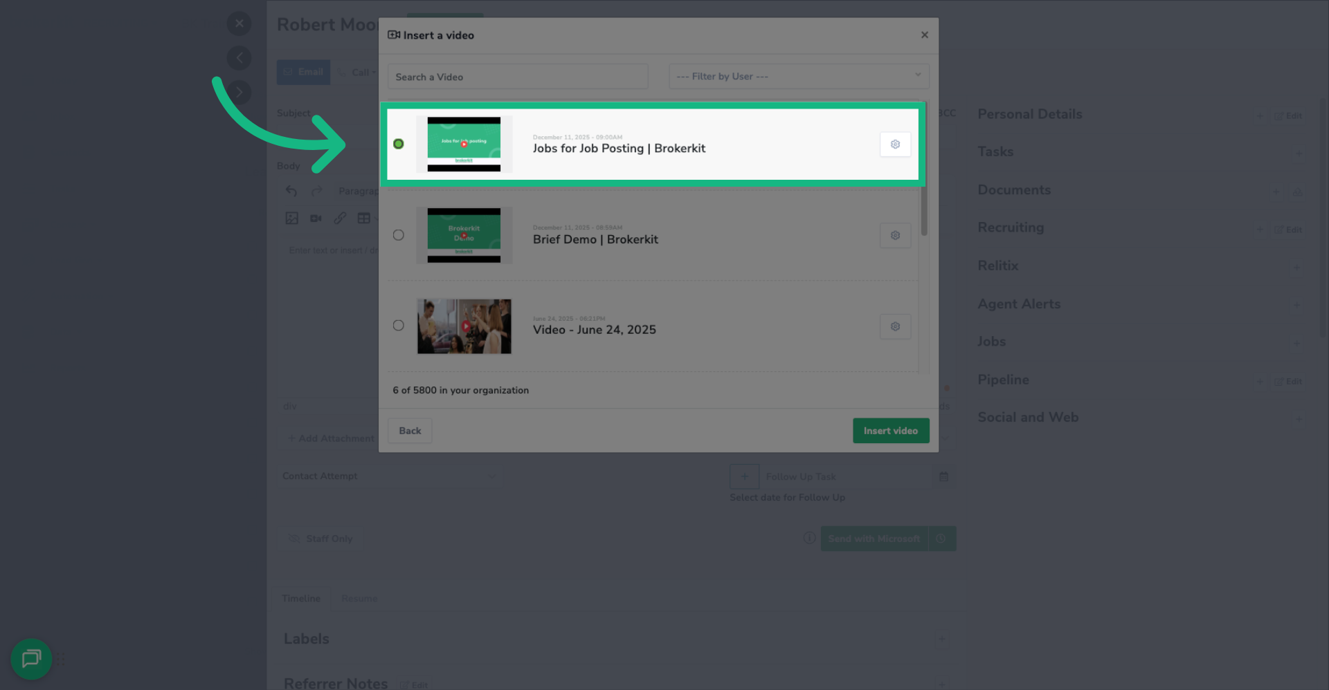 Choose the Video to Insert