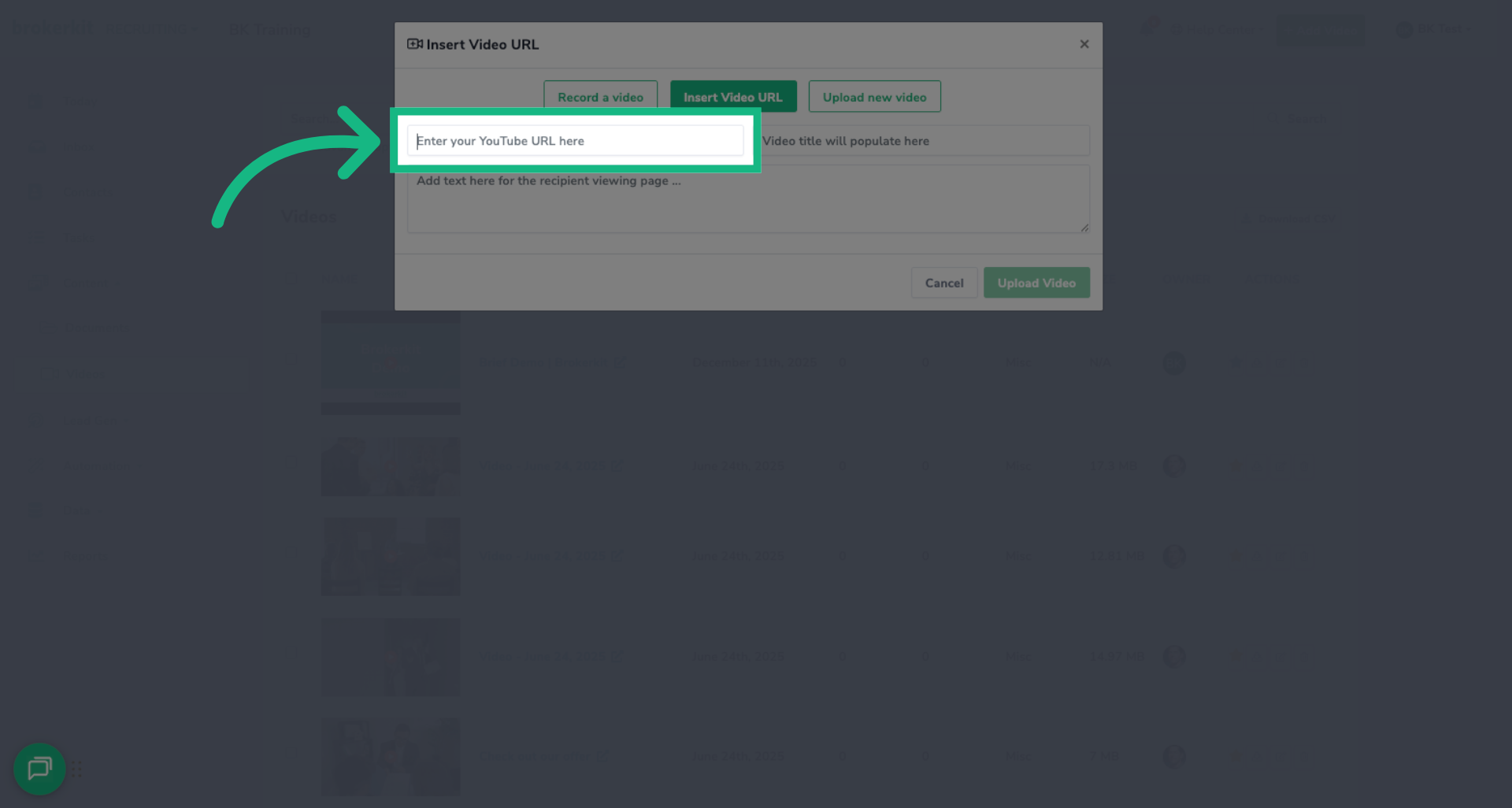 Enter the YouTube URL