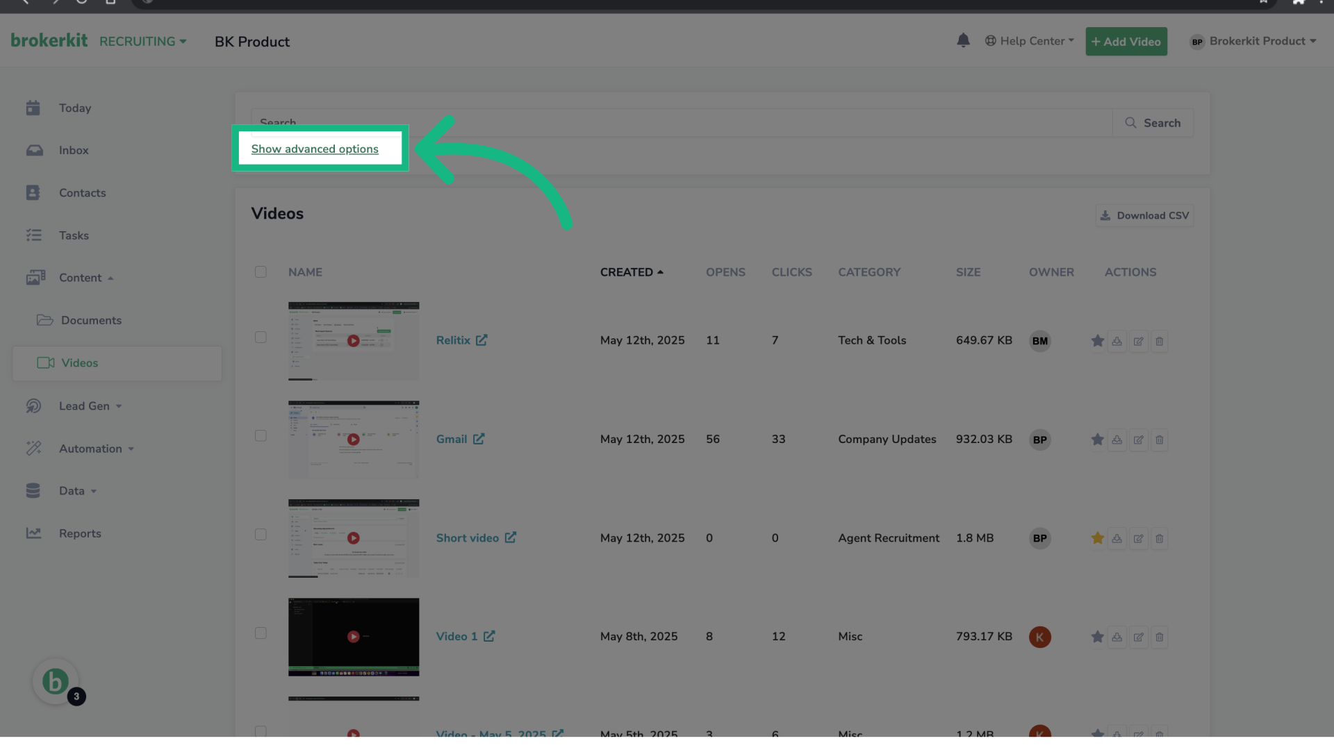 Click 'Show advanced options'
