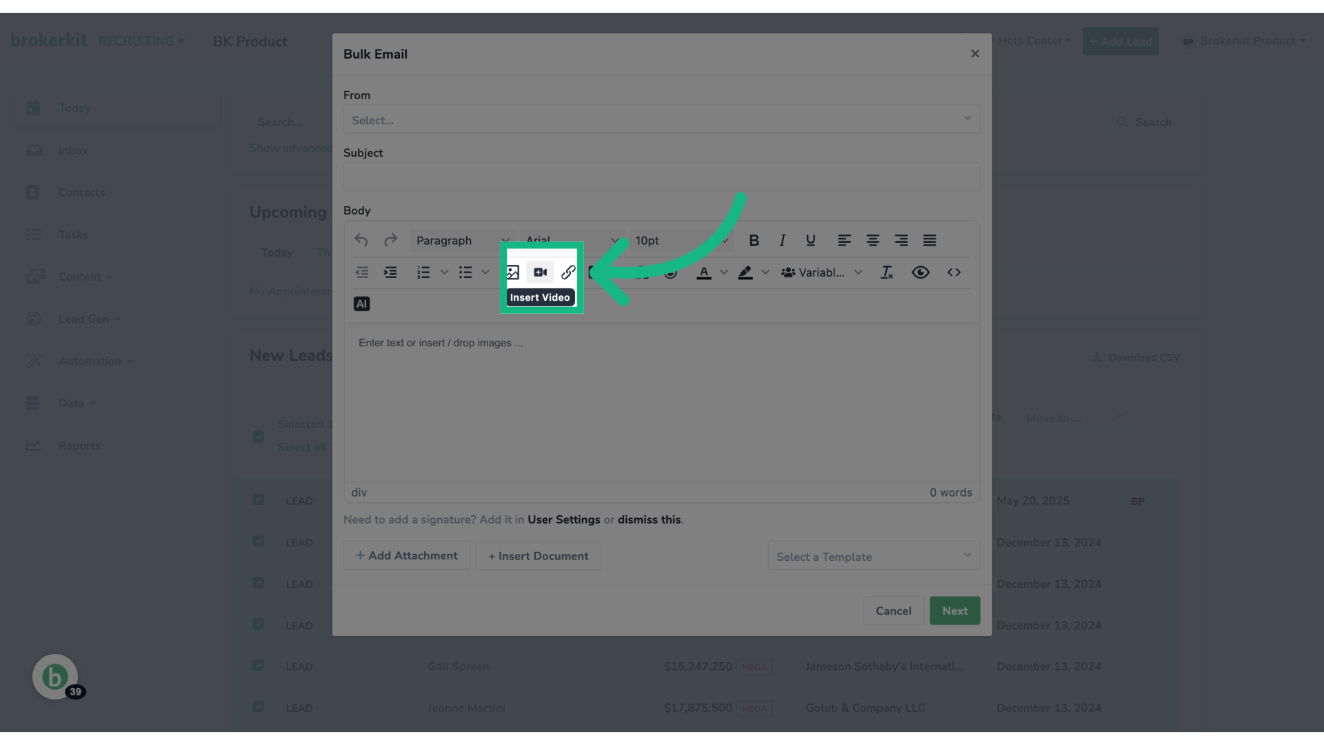 Click the video icon