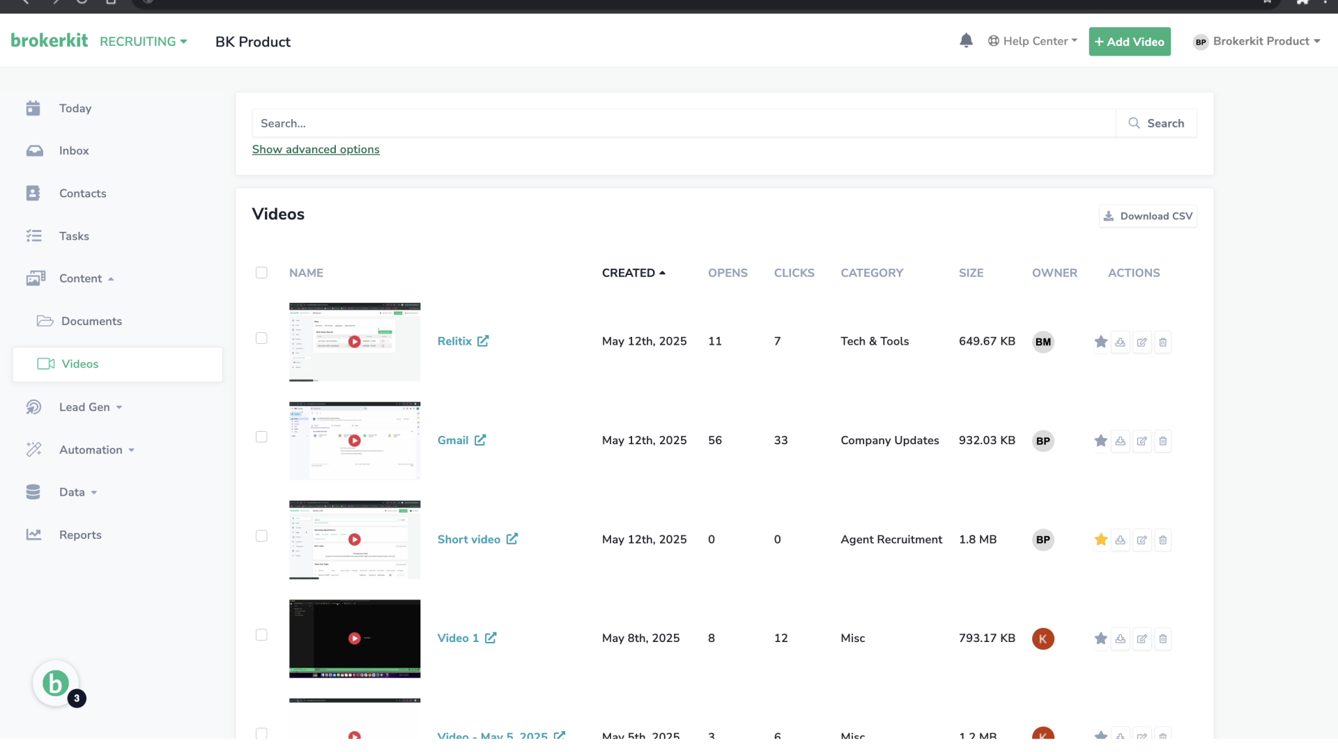 Videos Page