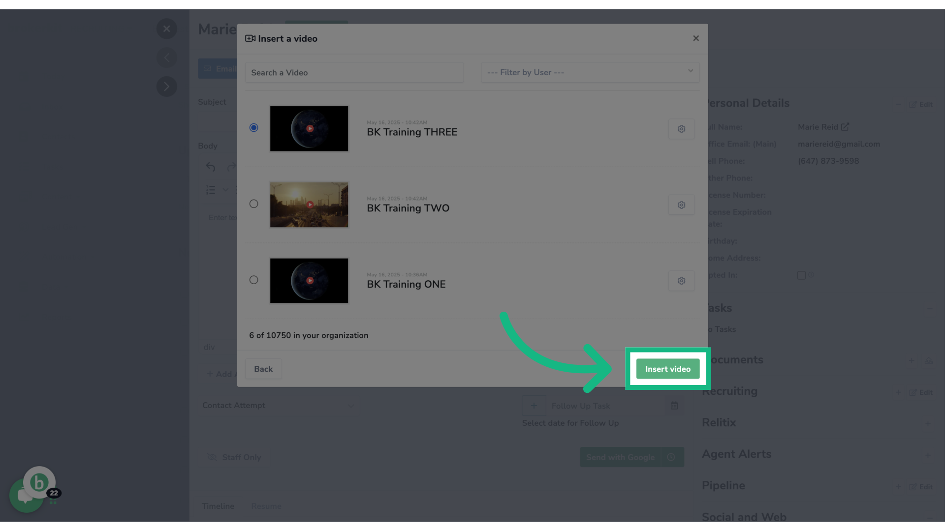 Click 'Insert video'