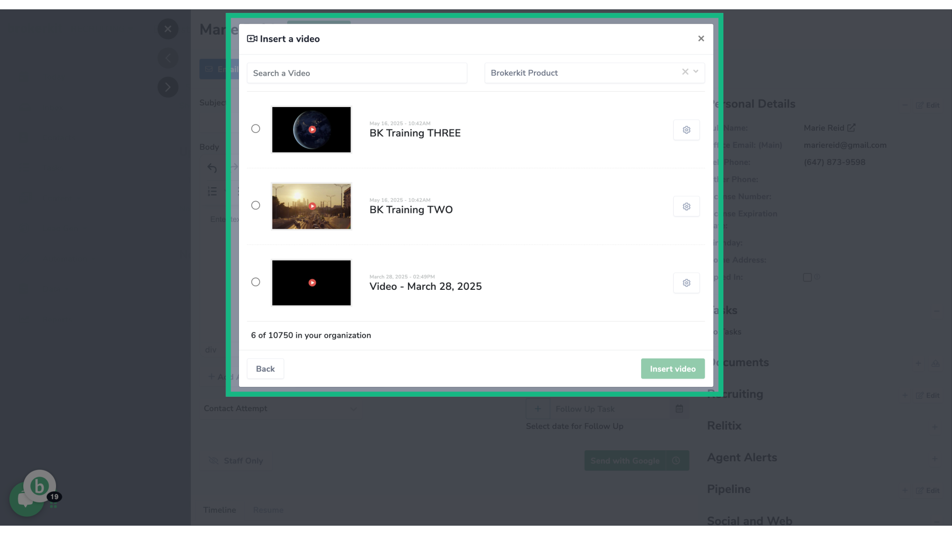 Choose from video library