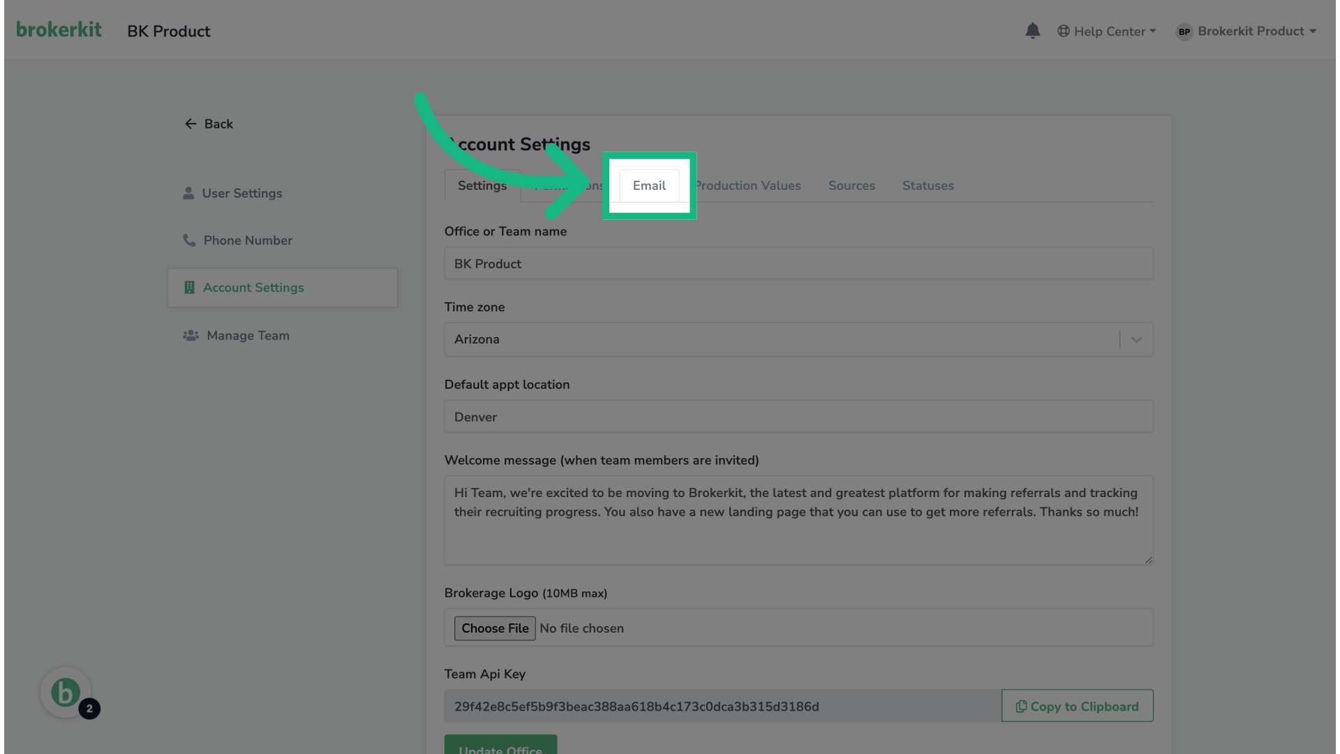 Click 'Email'