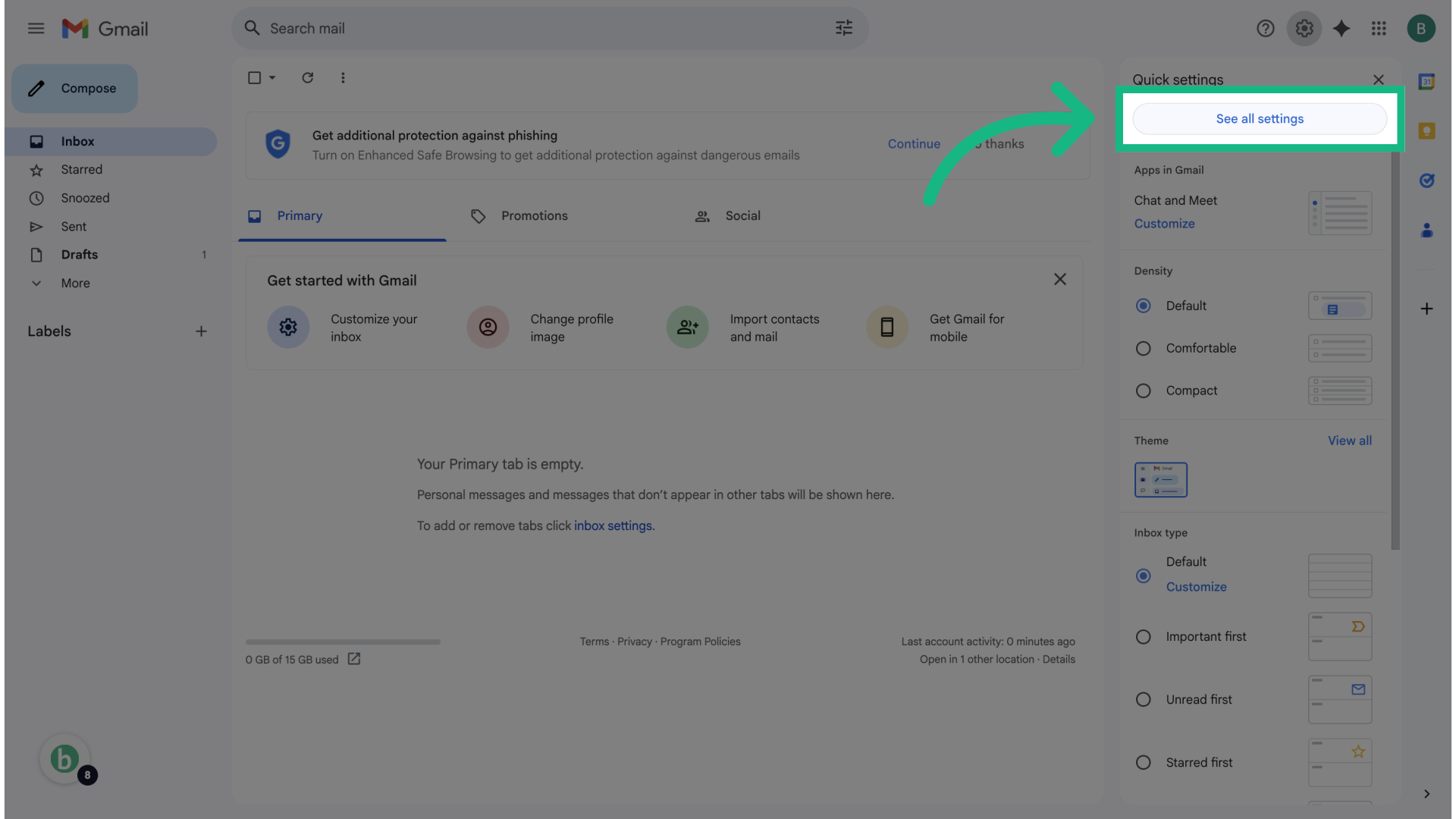 Click 'See all settings'