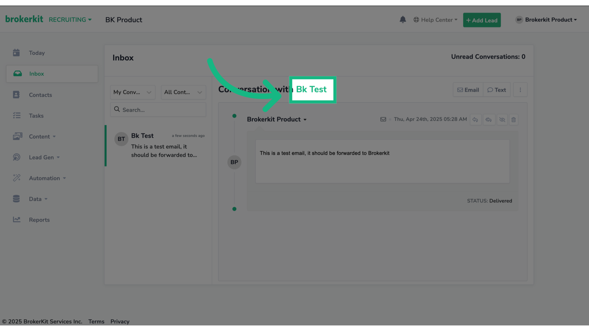 Click the contact's name