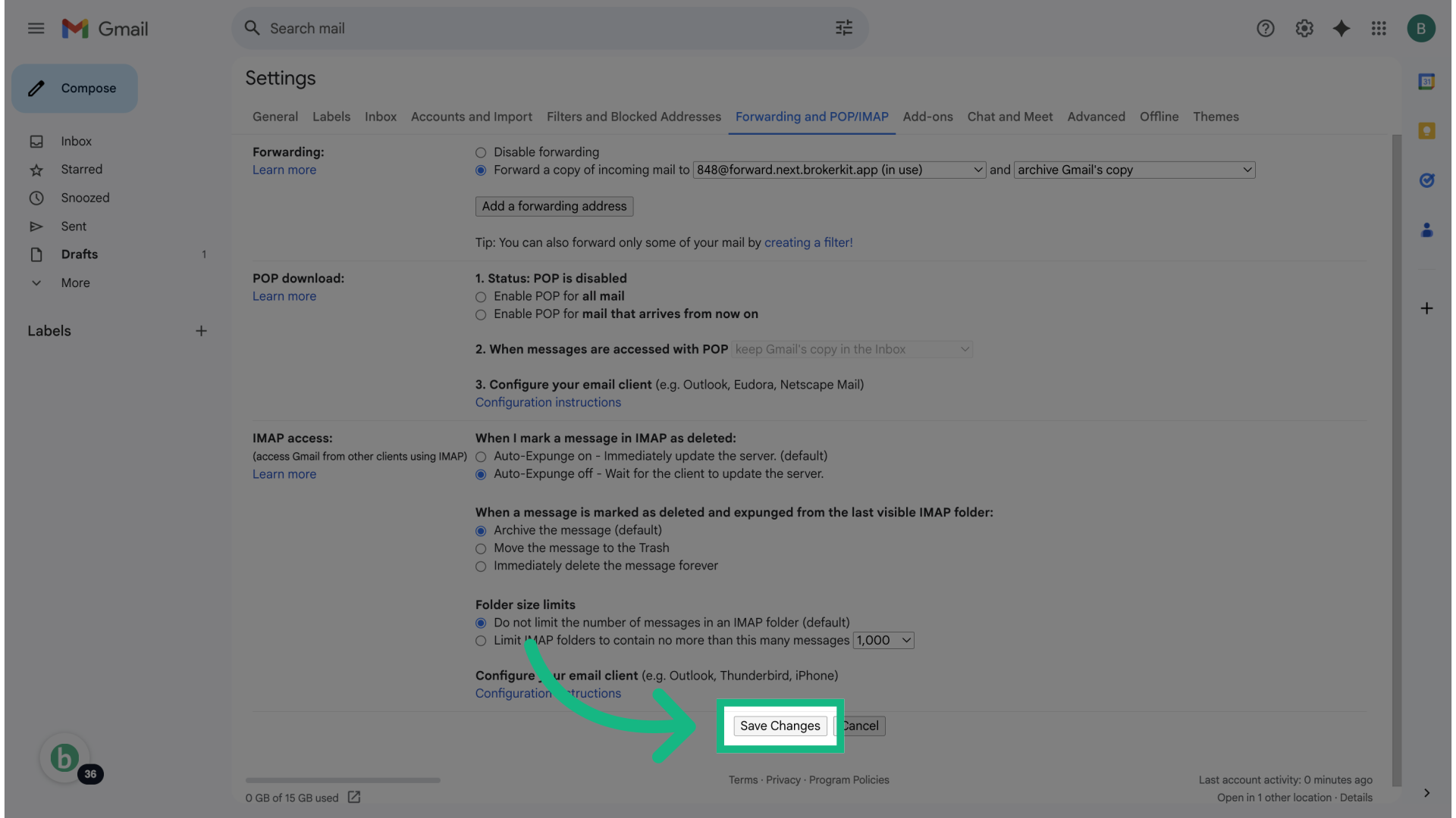 Click 'Save Changes'