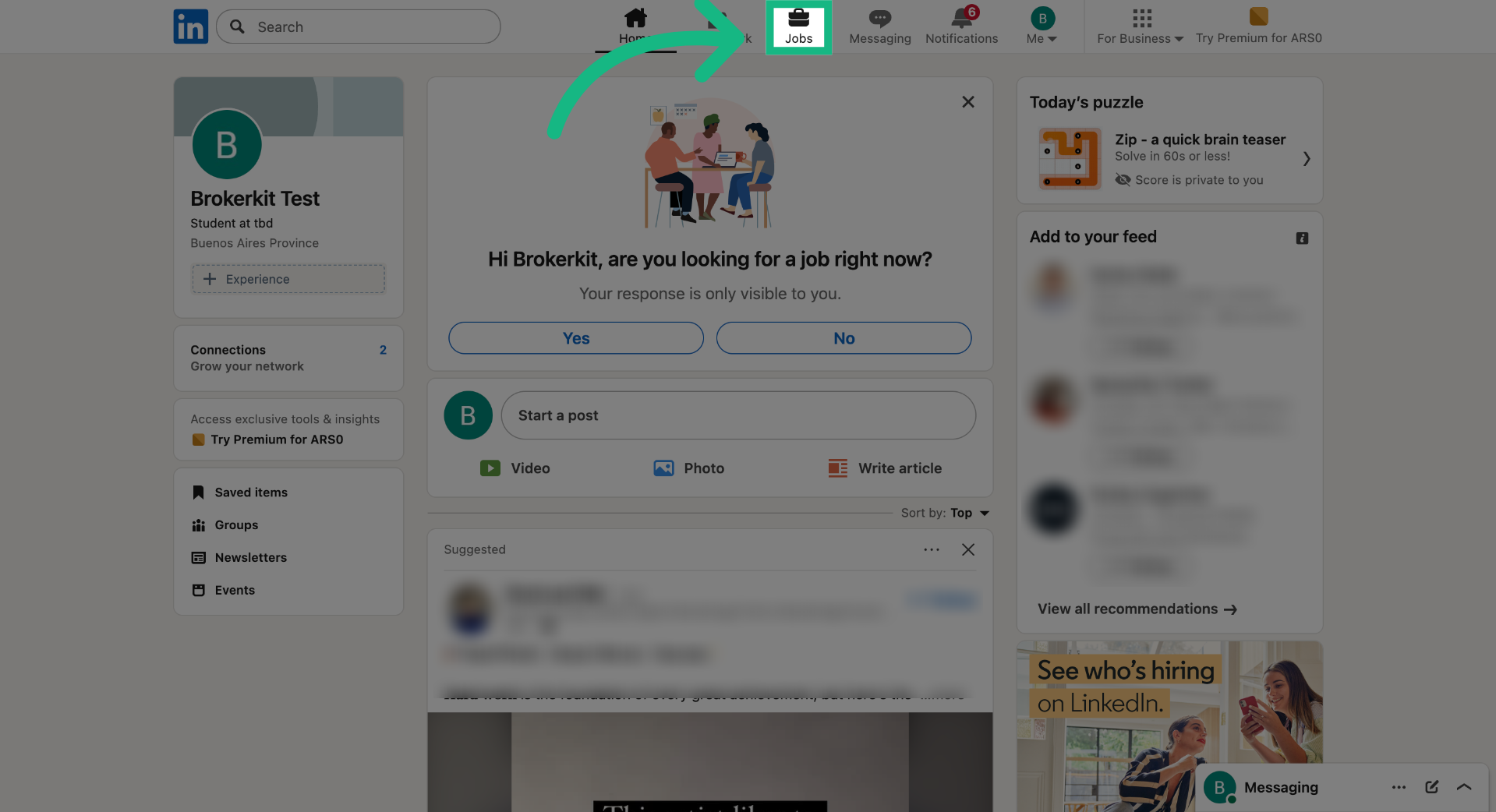 Navigate to Jobs Page