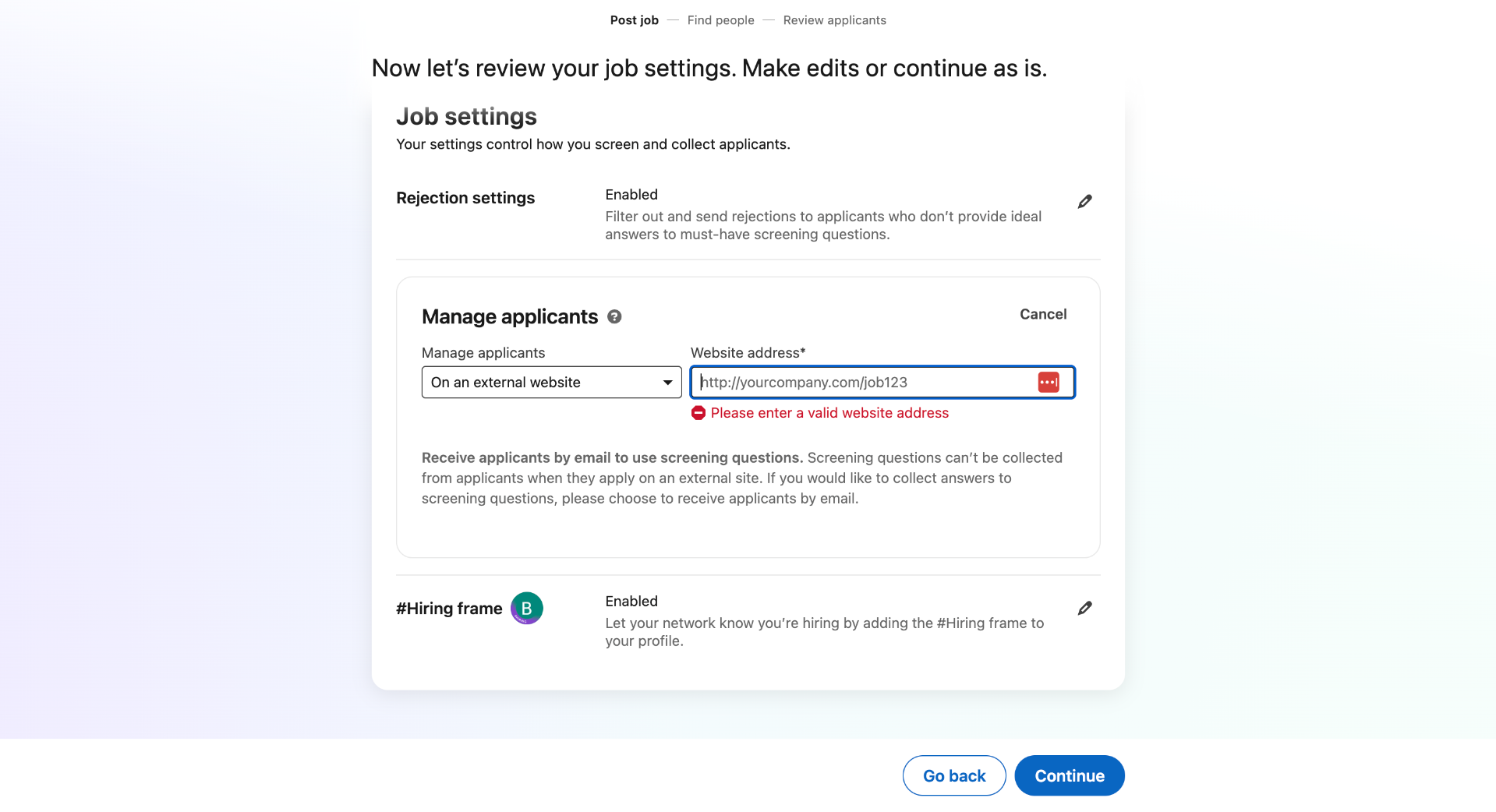 Open Website Address Field