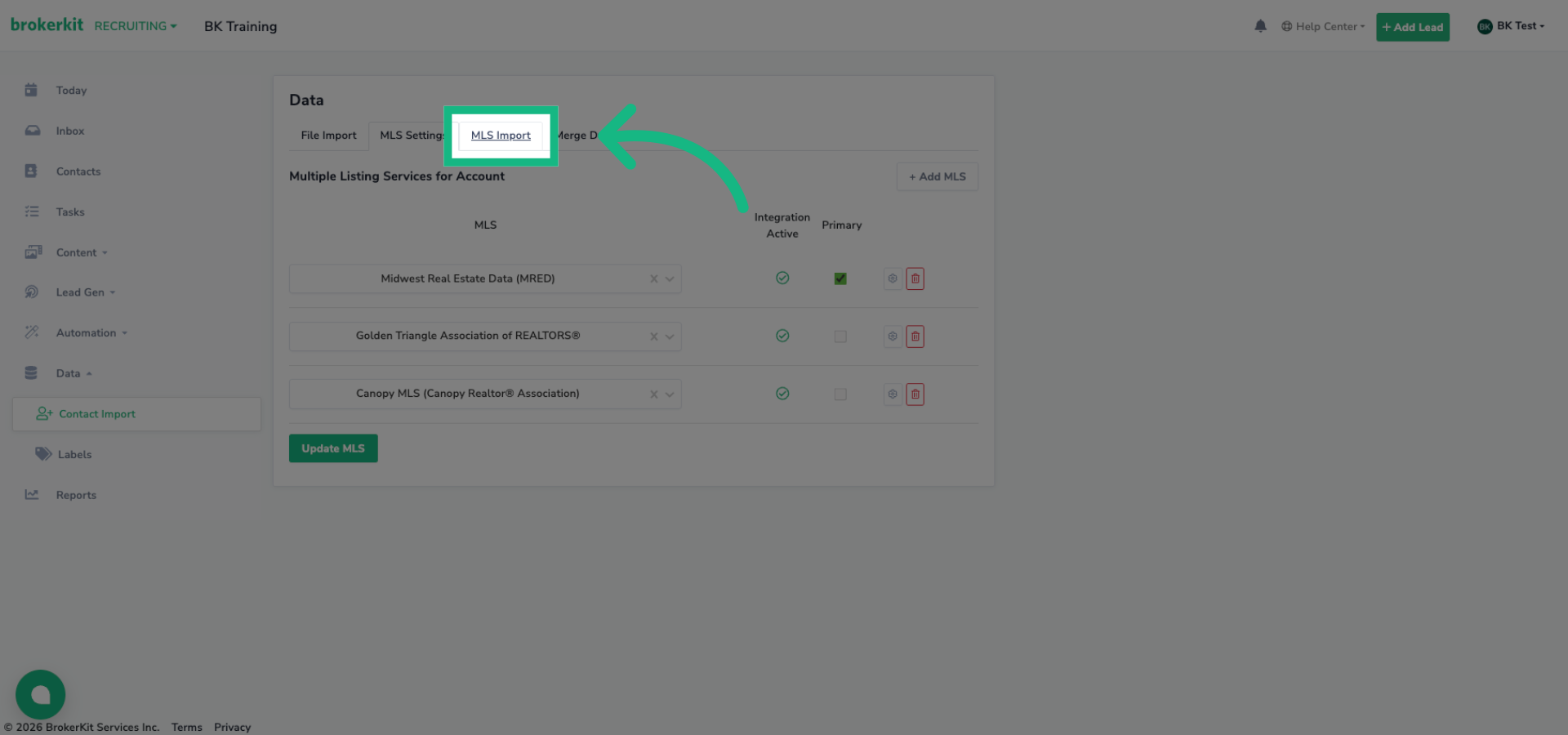 MLS Import Tab