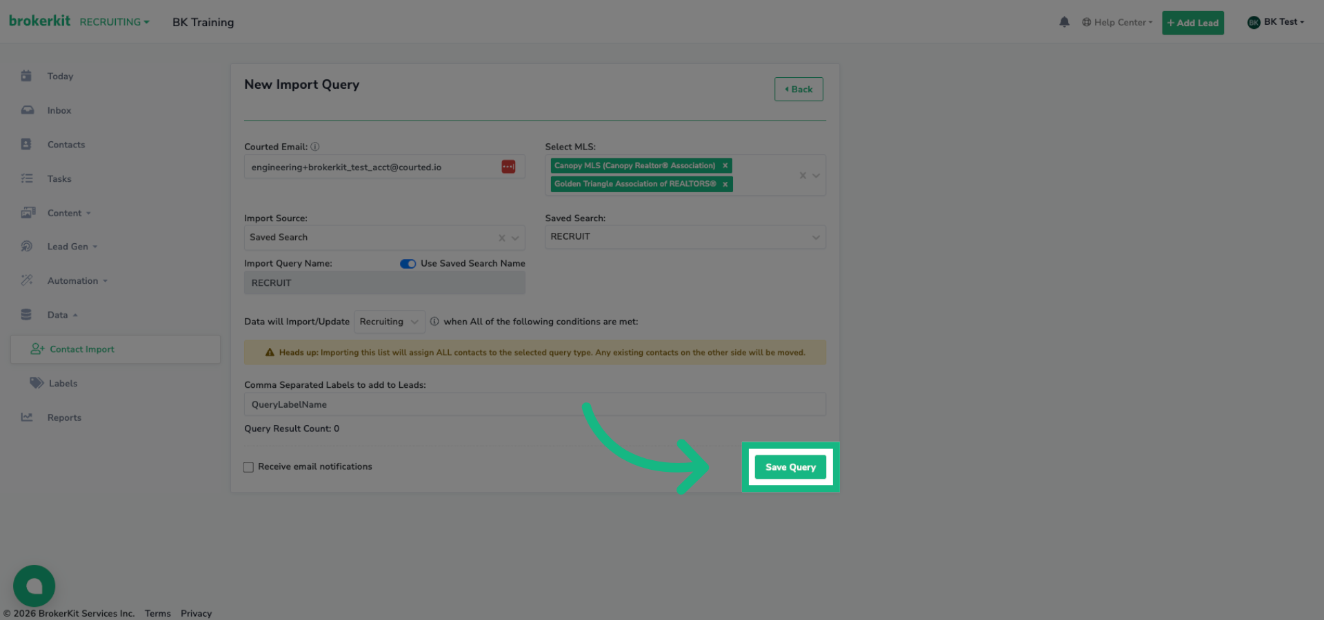 Save Import Query
