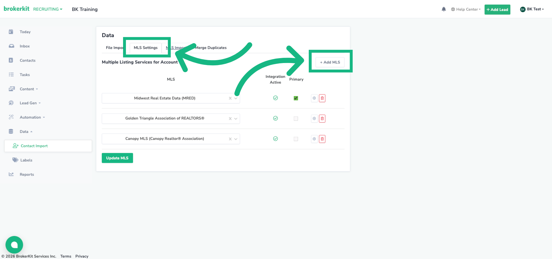 MLS Settings to add missing MLSs in the query dropdown